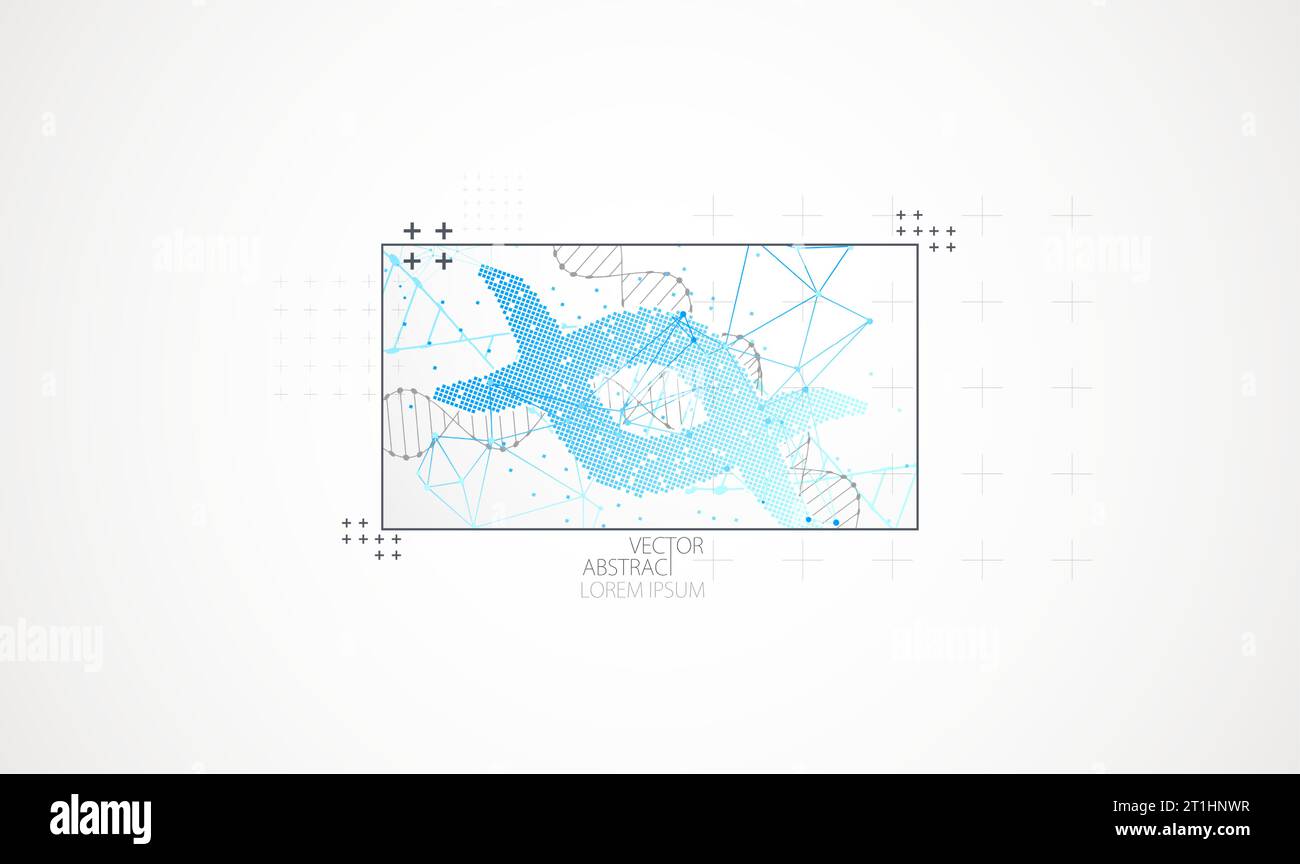 Modèle de science d'art, papier peint ou bannière avec une molécule d'ADN. Illustration de Vecteur