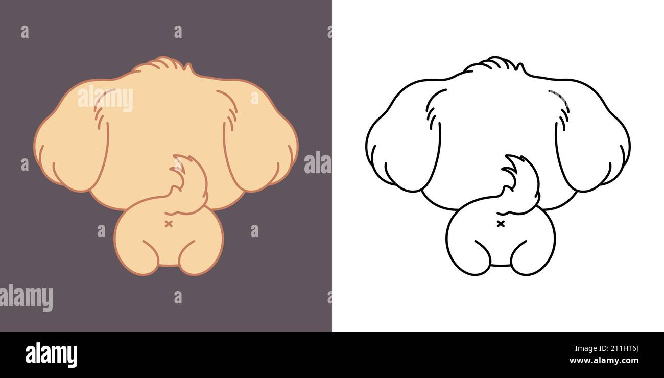 Mignon IsolatedGolden Retriever Dog Illustration et pour Coloriage page. Dessin animé clip Art PET. Illustration de Vecteur