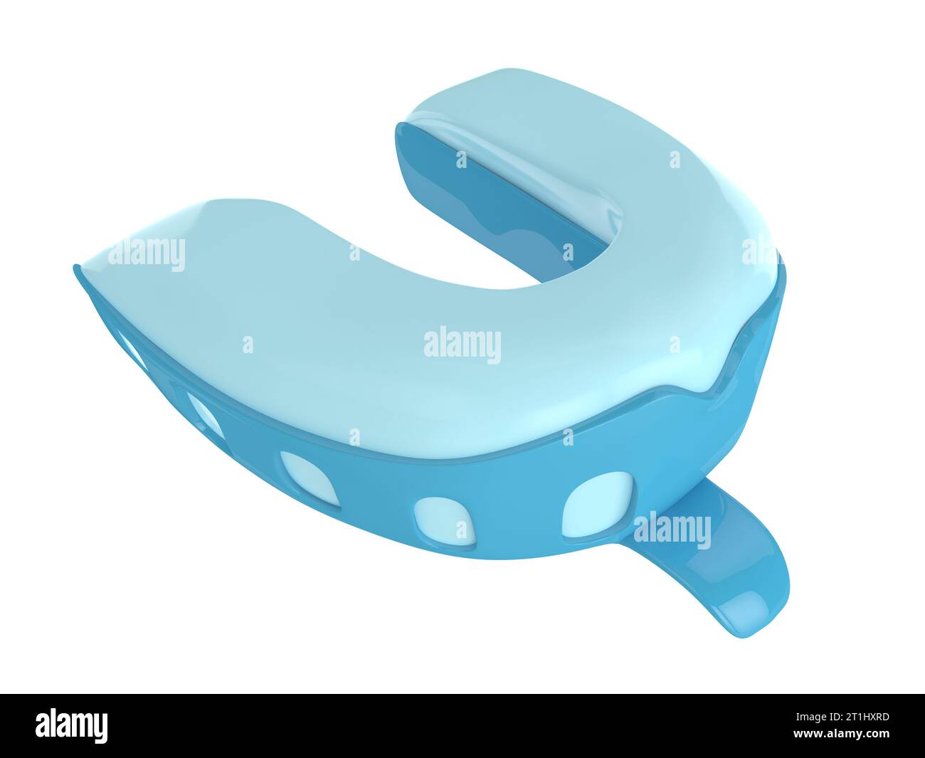 porte-empreinte en plastique dentaire rendu 3d avec matériau sur fond blanc Banque D'Images