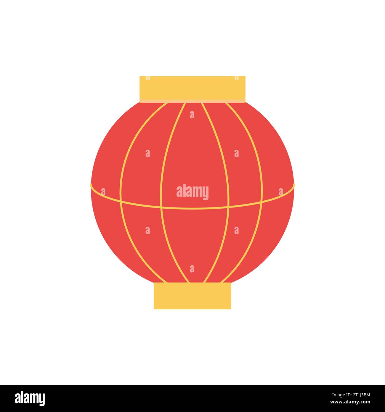Lanterne chinoise rouge avec or. Illustration de dessin animé vectoriel sur fond blanc Illustration de Vecteur
