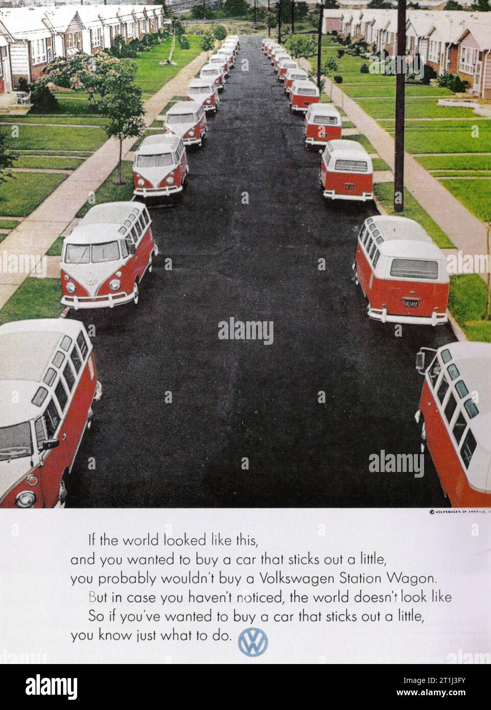 1964 Volkswagen bus ad, VW bus ad ~ si le monde ressemblait à ceci Banque D'Images