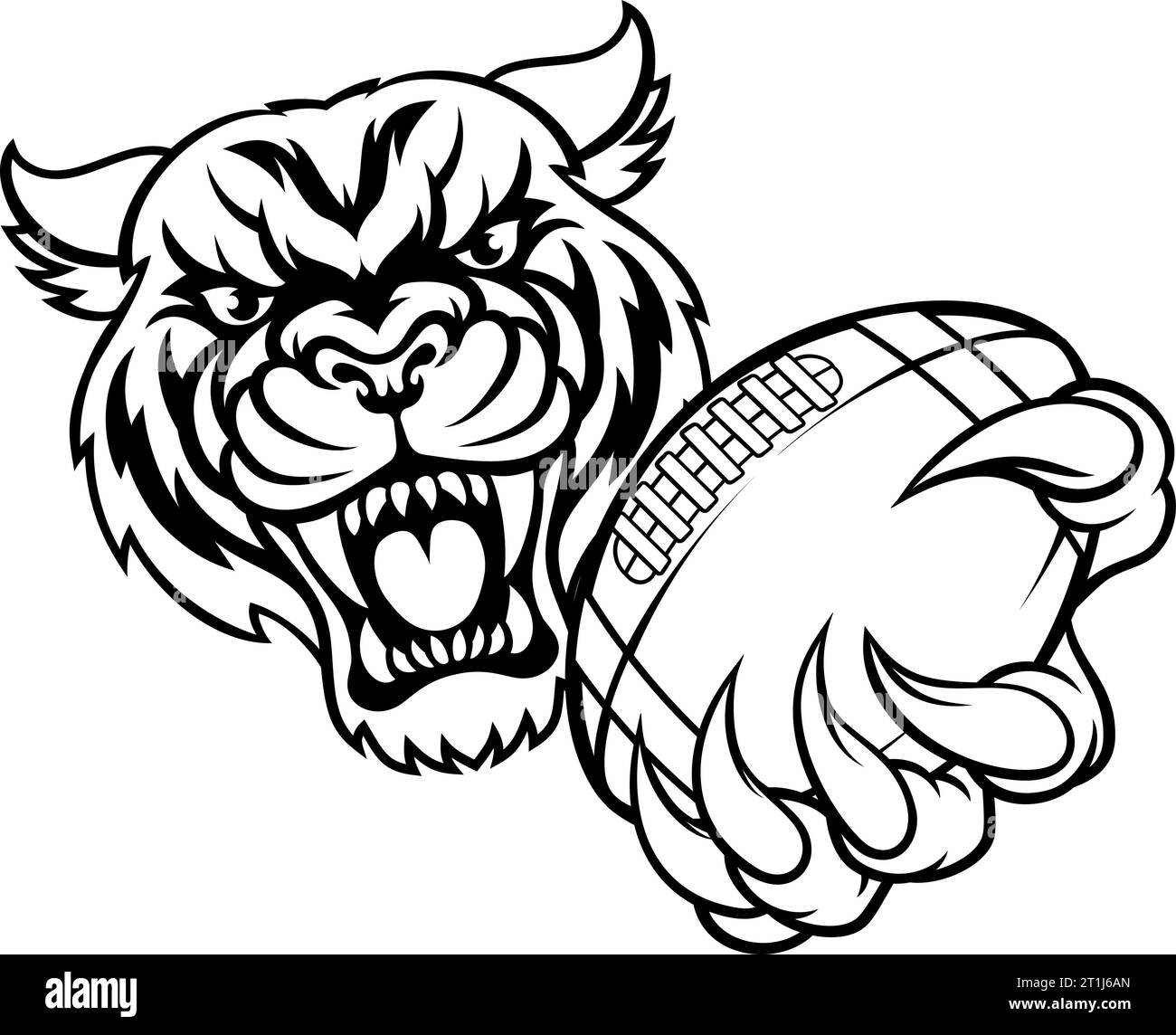 Tiger Cat Animal Sports Mascot de football américain Illustration de Vecteur