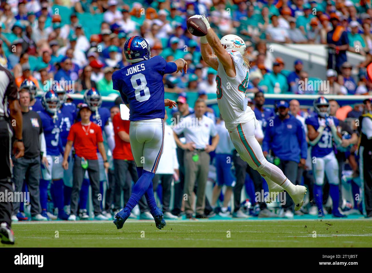 Miami Dolphins - New York Giants, 10-8-23, Hard Rock Stadium, Miami, Floride, USA, photo : Chris Arjoon/Credit -AFP Banque D'Images