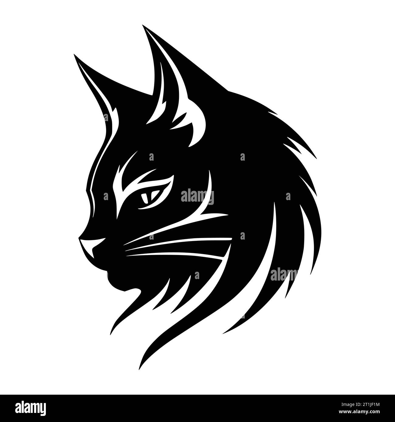 logo de tête d'animal de compagnie de chat noir et illustration de symbole Illustration de Vecteur