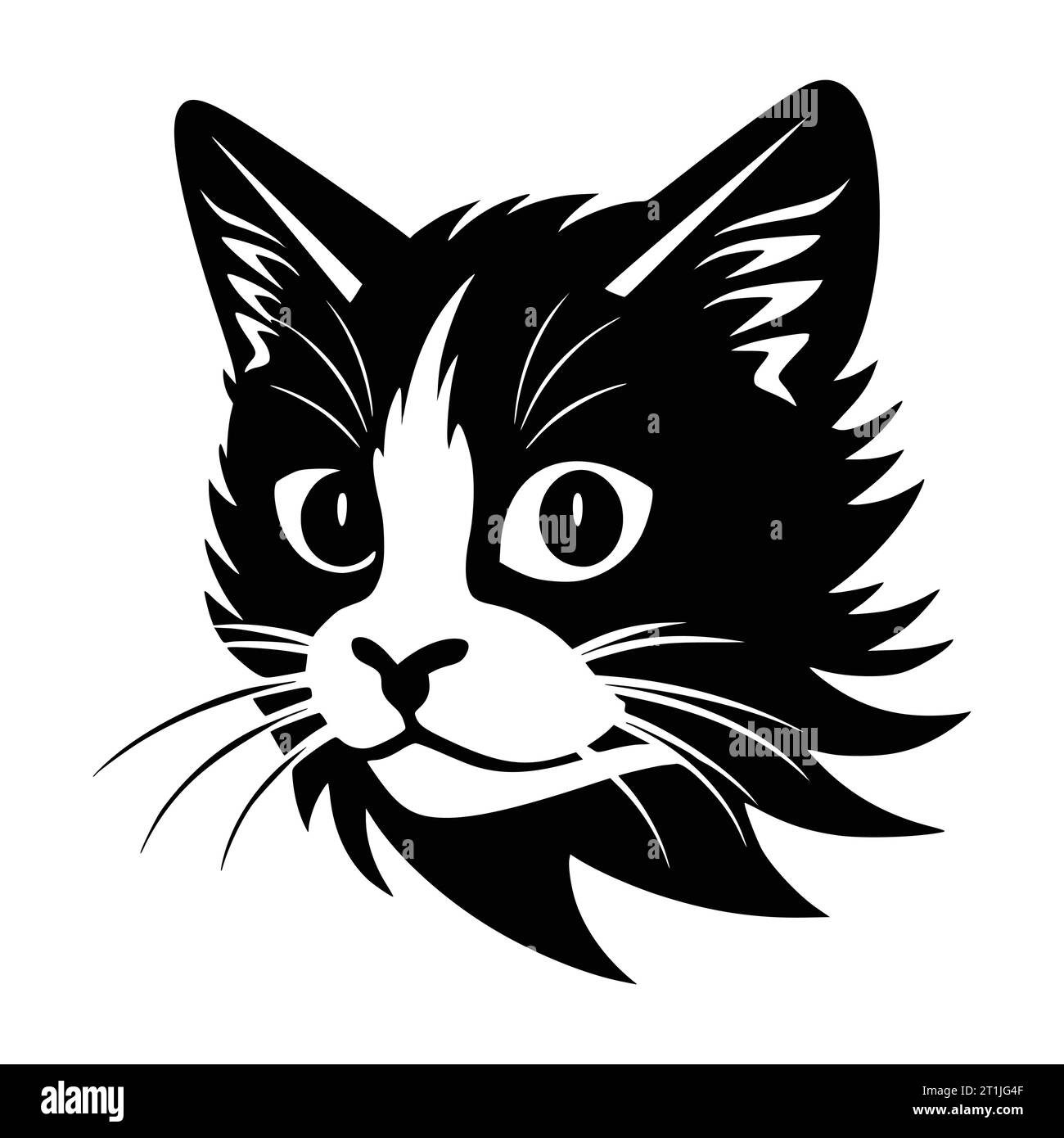 chaton chat mammifère animal sauvage illustration de tête pour logo ou symbole Illustration de Vecteur