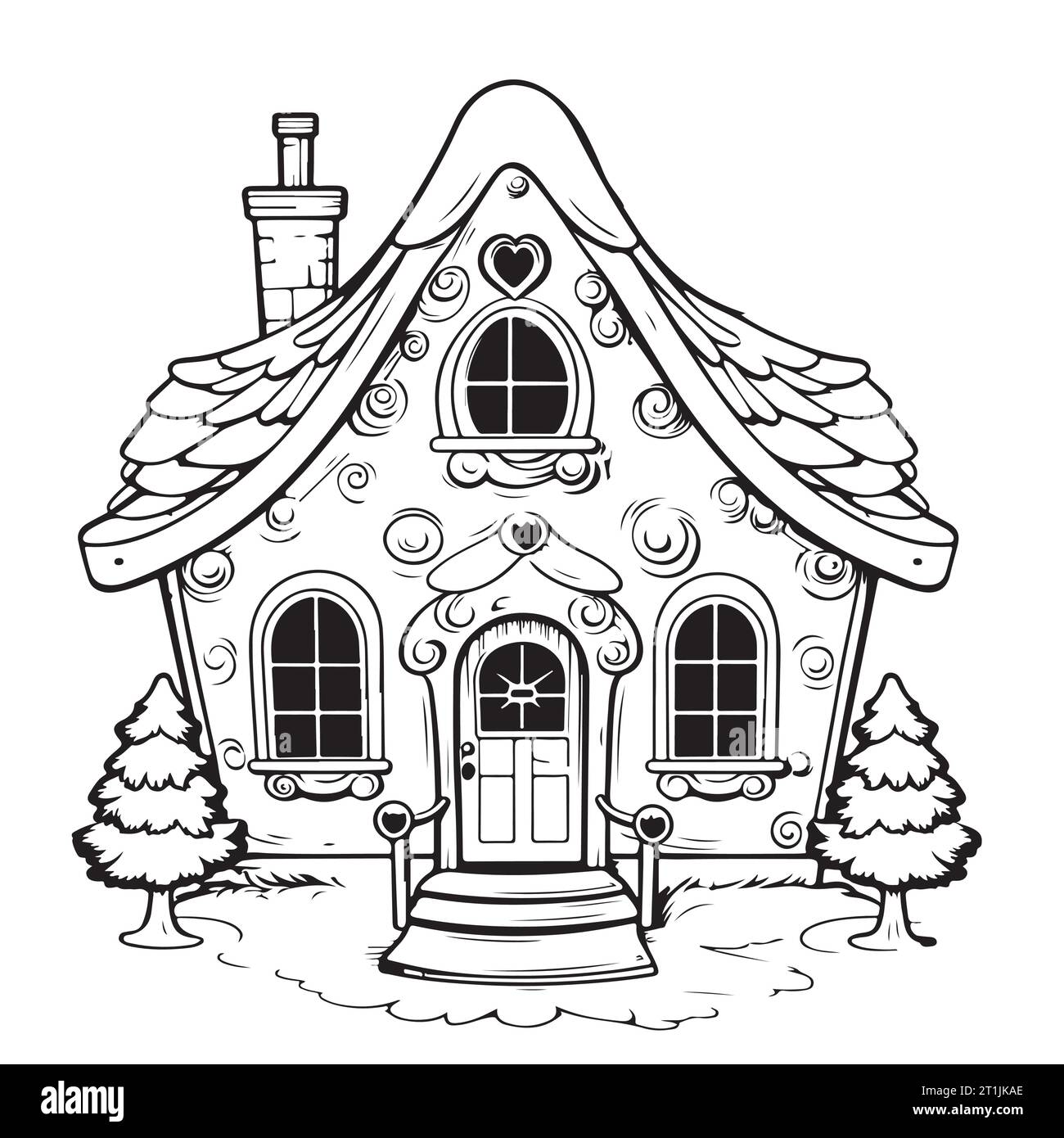Maison de Noël, croquis dessiné à la main. Symbole de Noël et du nouvel an.Cartoon Vector Illustration de Vecteur