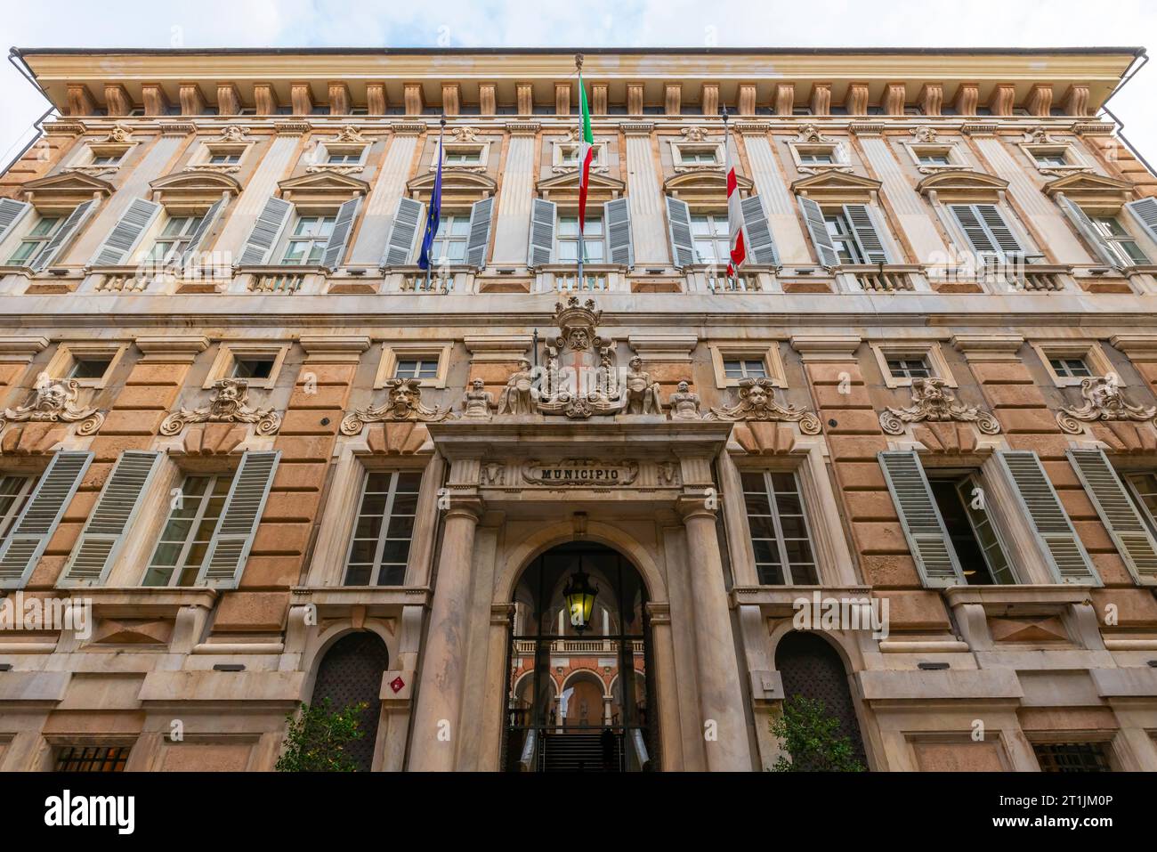 Palazzo Doria-Tursi (Palazzo Niccolò Grimaldi), situé sur la via Giuseppe Garibaldi dans le centre historique de Gênes, Ligurie, Italie. Depuis 1848, Pa Banque D'Images