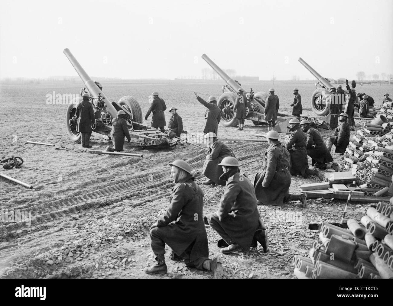L'Armée britannique en France 1940 7.2 pouces 3e Batterie d'obusiers lourds, 1er Régiment, Royal Artillery, près de Orchies, 12 février 1940. Banque D'Images