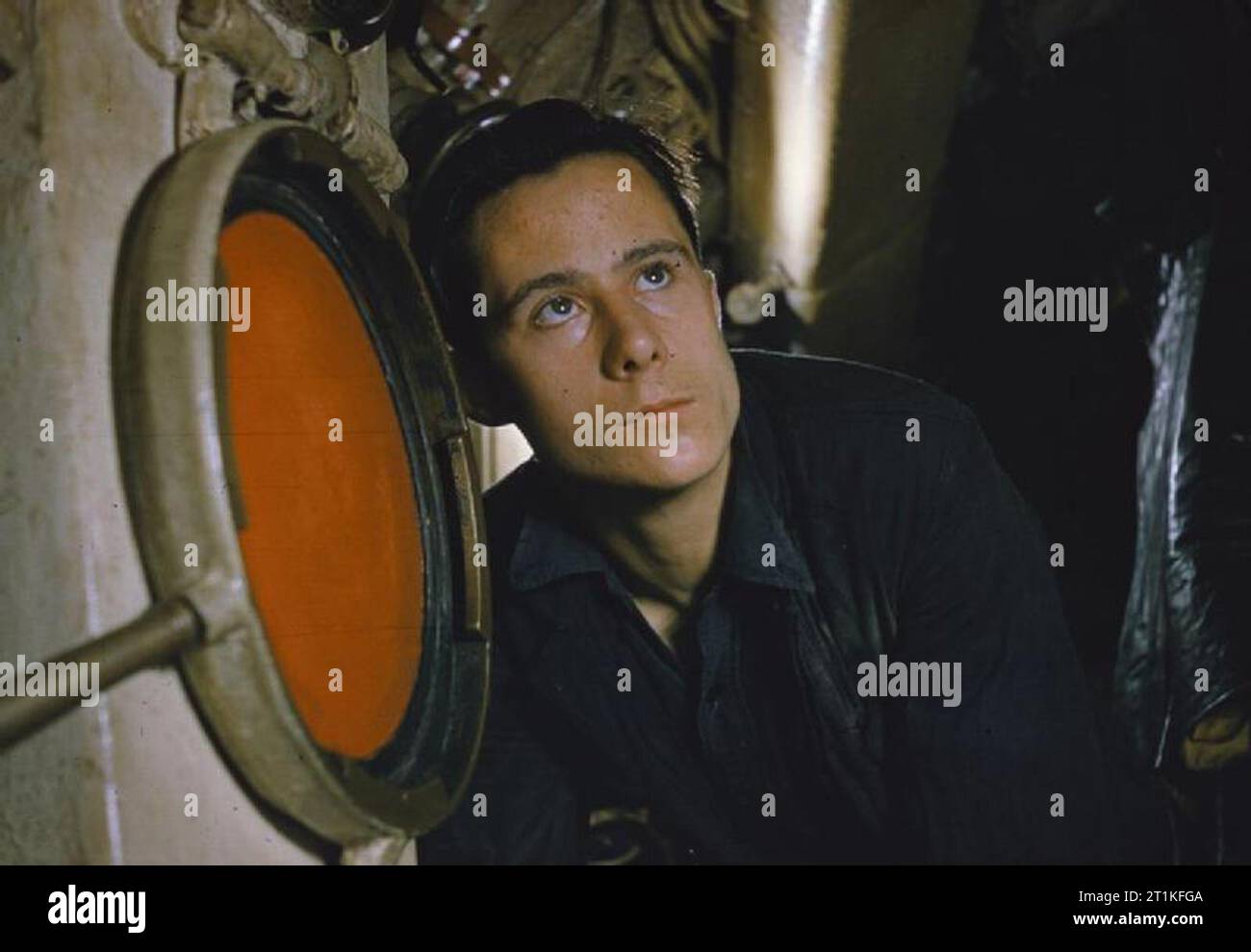 Le sous-marin à bord Tribune, 1942 membre de l'équipage du HMS Tribune. Banque D'Images