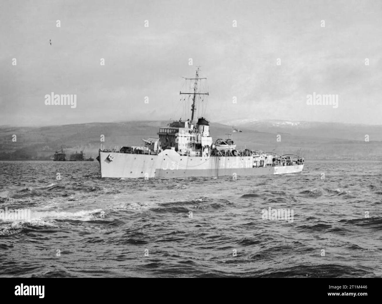 HMS STORNOWAY, 3 avril 1945. En cours. Banque D'Images