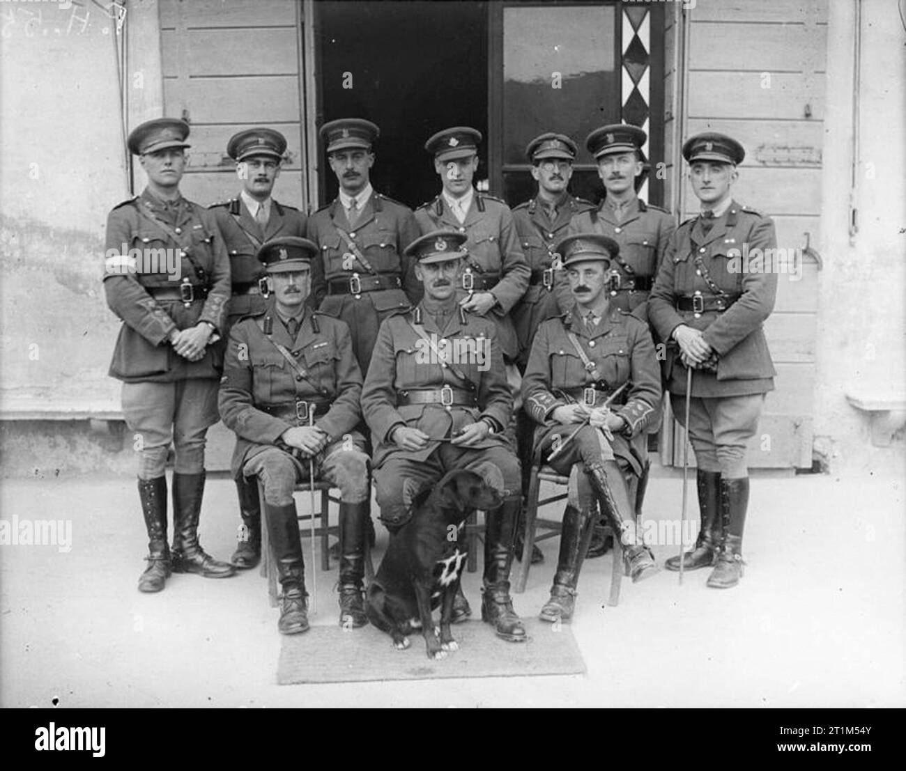 Ministère de l'information Première Guerre mondiale Collection officielle, officiers d'artillerie lourde. Banque D'Images