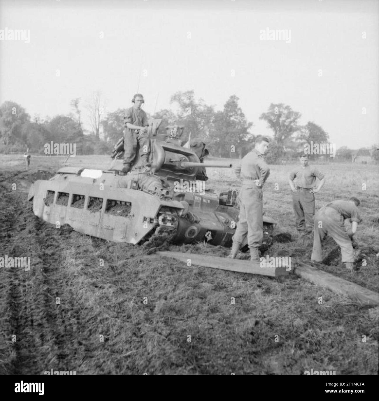 L'Armée britannique au Royaume-Uni 1939-45 Matilda tank embourbé sur un sol meuble, 24 juillet 1941. Banque D'Images