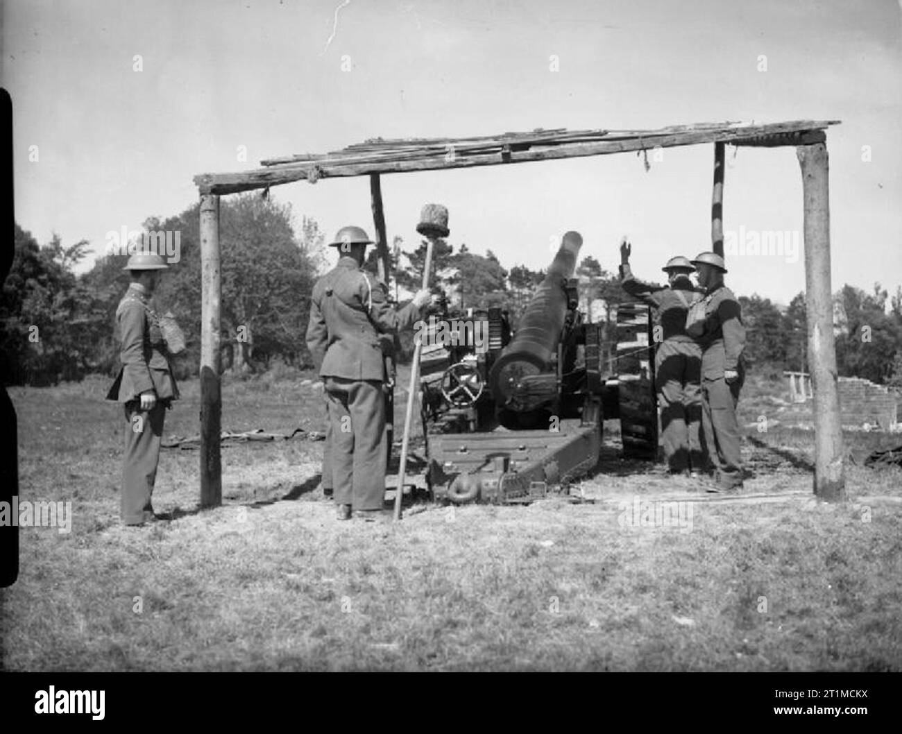 L'Armée britannique au Royaume-Uni 1939-45 6 canons de 56e Régiment d'artillerie lourde, Royal, Hastings, Sussex, mai 1940. Banque D'Images