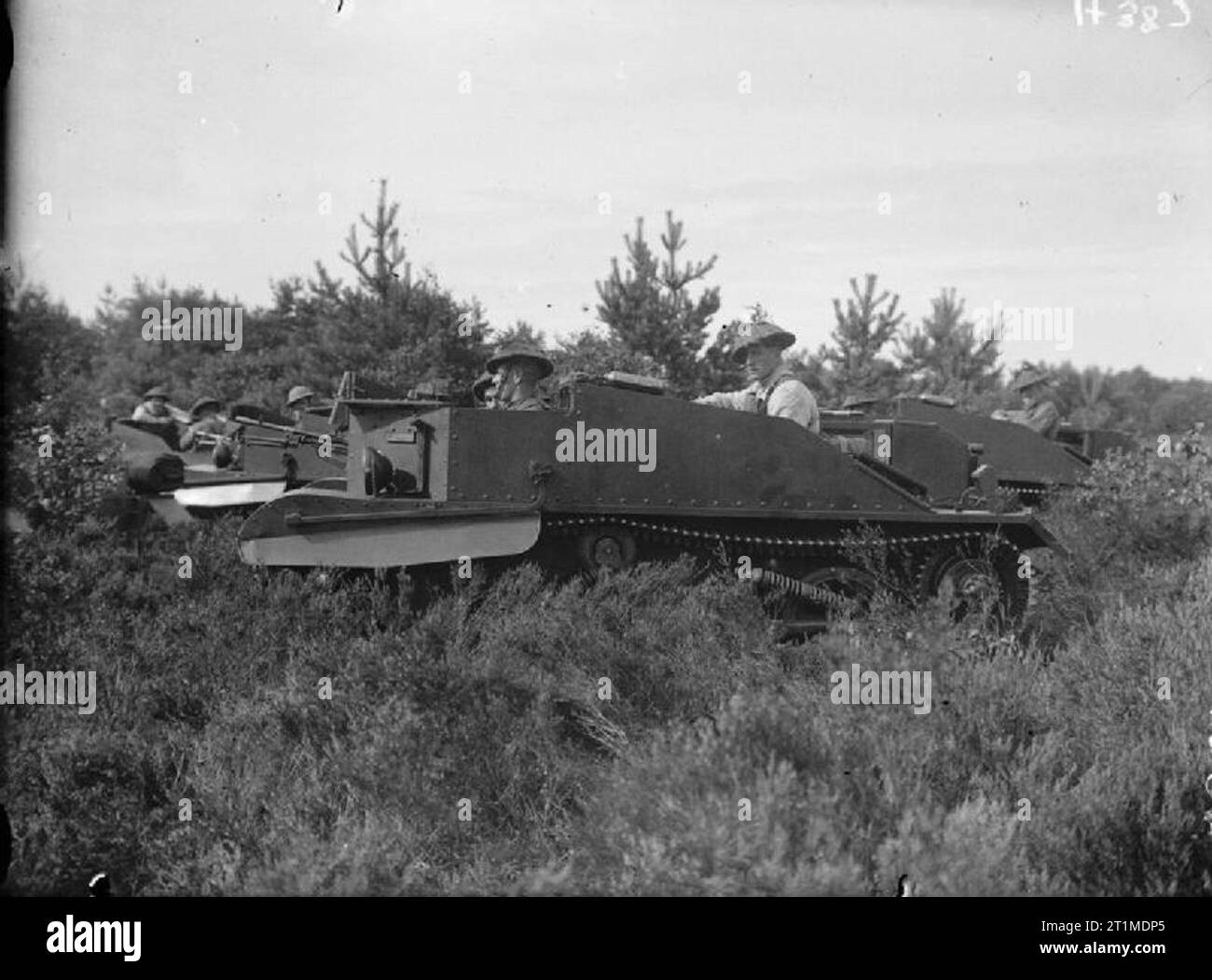 L'Armée britannique au Royaume-Uni 1939-45 la mitrailleuse Bren transporteurs sur un exercice dans la plaine de Salisbury, 1939. Banque D'Images