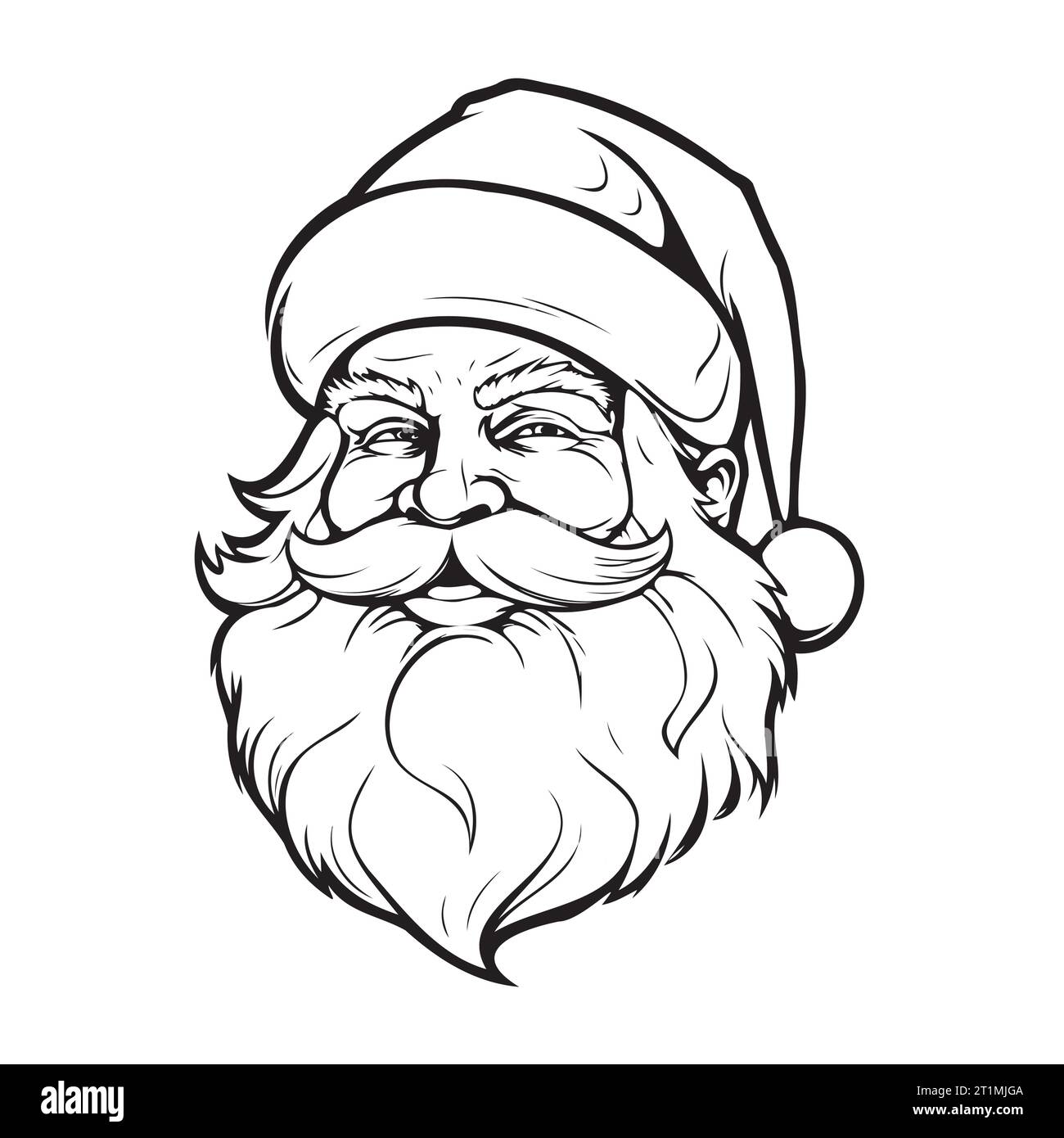 Tête de Père Noël dessin à la main dessin illustration nouvel an