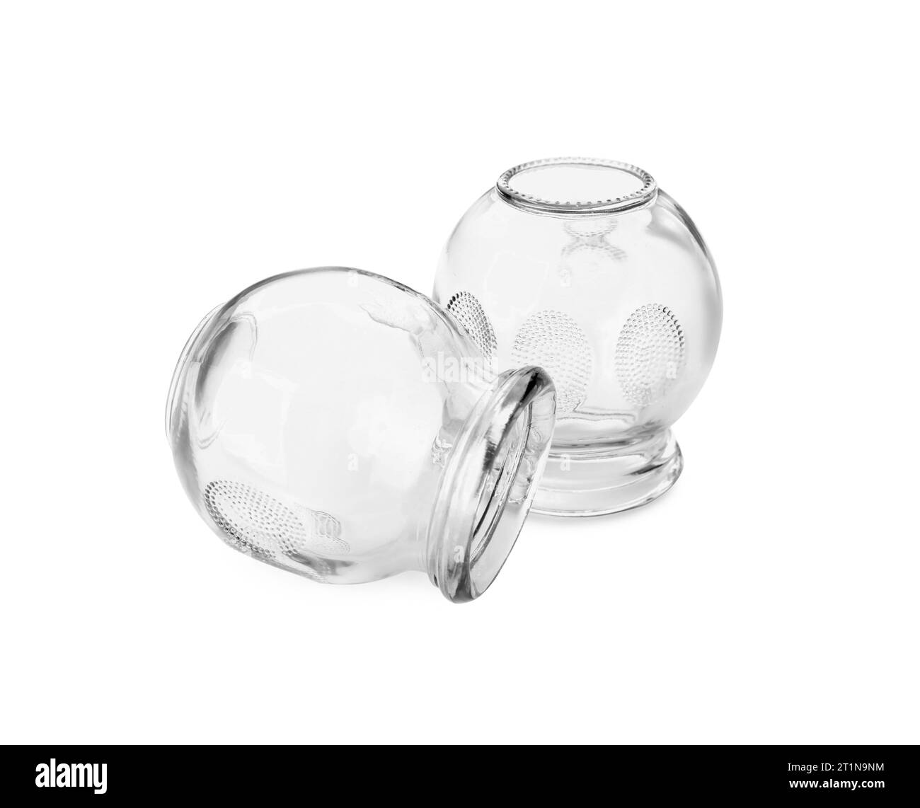 Gobelets en verre isolés sur blanc. La thérapie par ventouse Banque D'Images