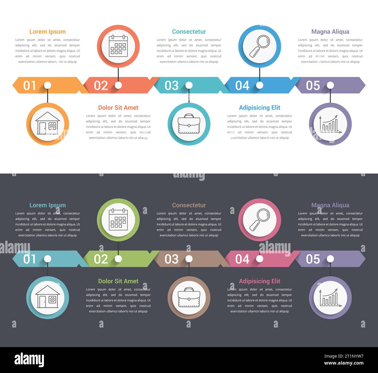 Cinq étapes infographic template, peut être utilisé en tant que ...