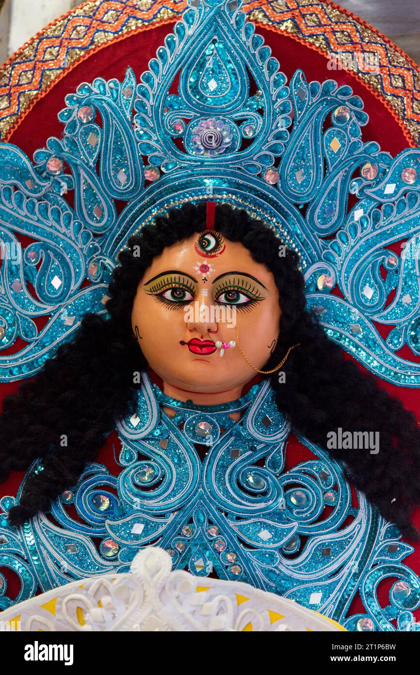 Idole décorée de la déesse hindoue Durga Banque D'Images