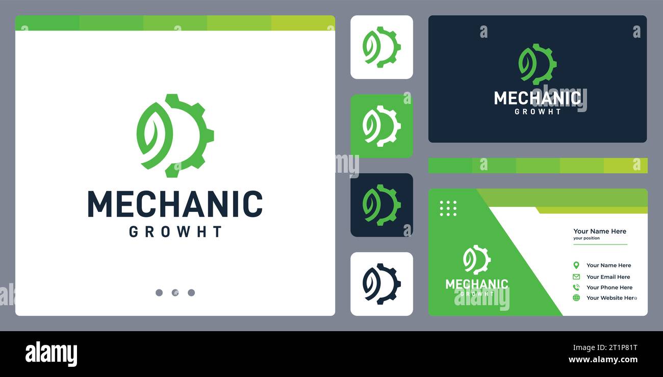 concept de logo gear et forme de feuille. icônes pour les entreprises, l'automobile, le luxe, élégant, simple, et la croissance Illustration de Vecteur