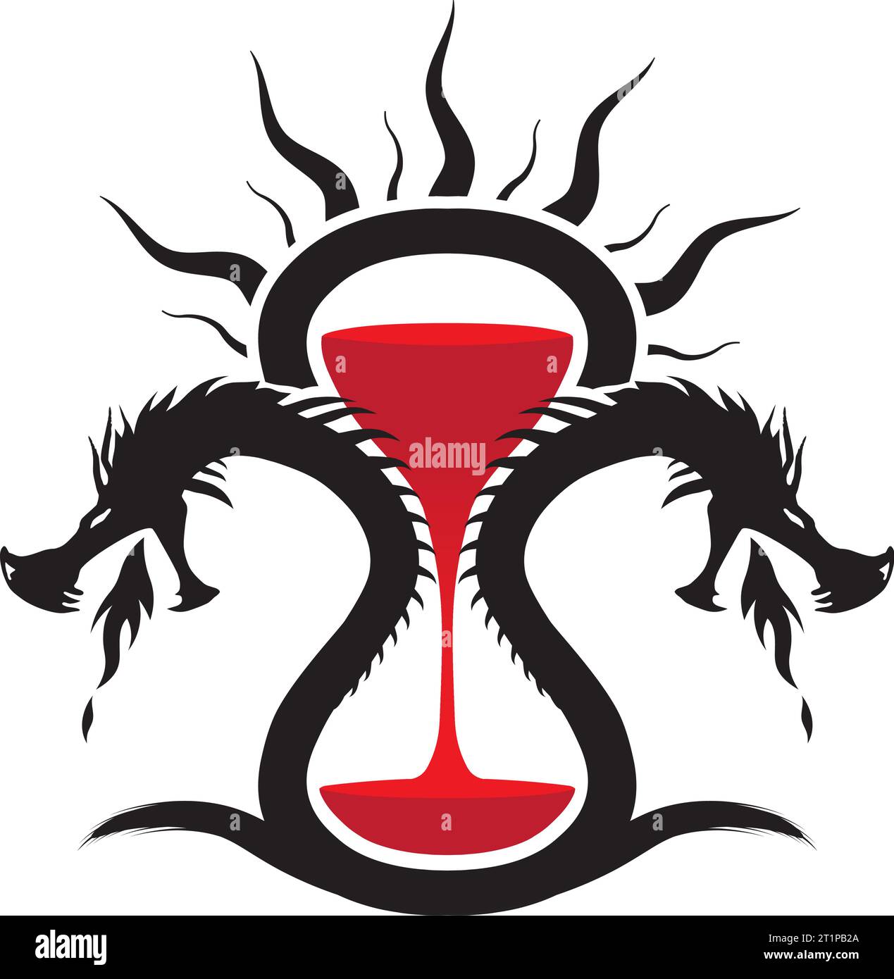 Les dragons antiques insufflent vie à un sablier mythique, marquant le passage du destin Illustration de Vecteur