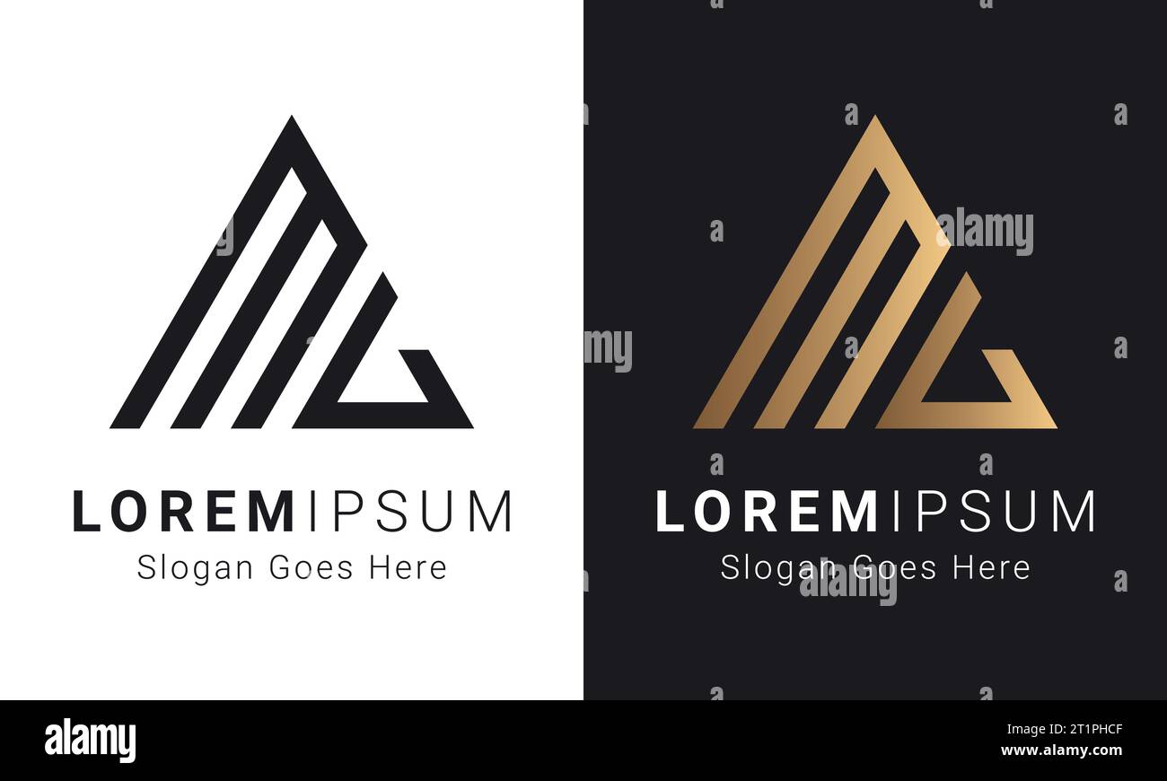 Logo de luxe initial MV ou VM Monogram Text Letter Design Illustration de Vecteur