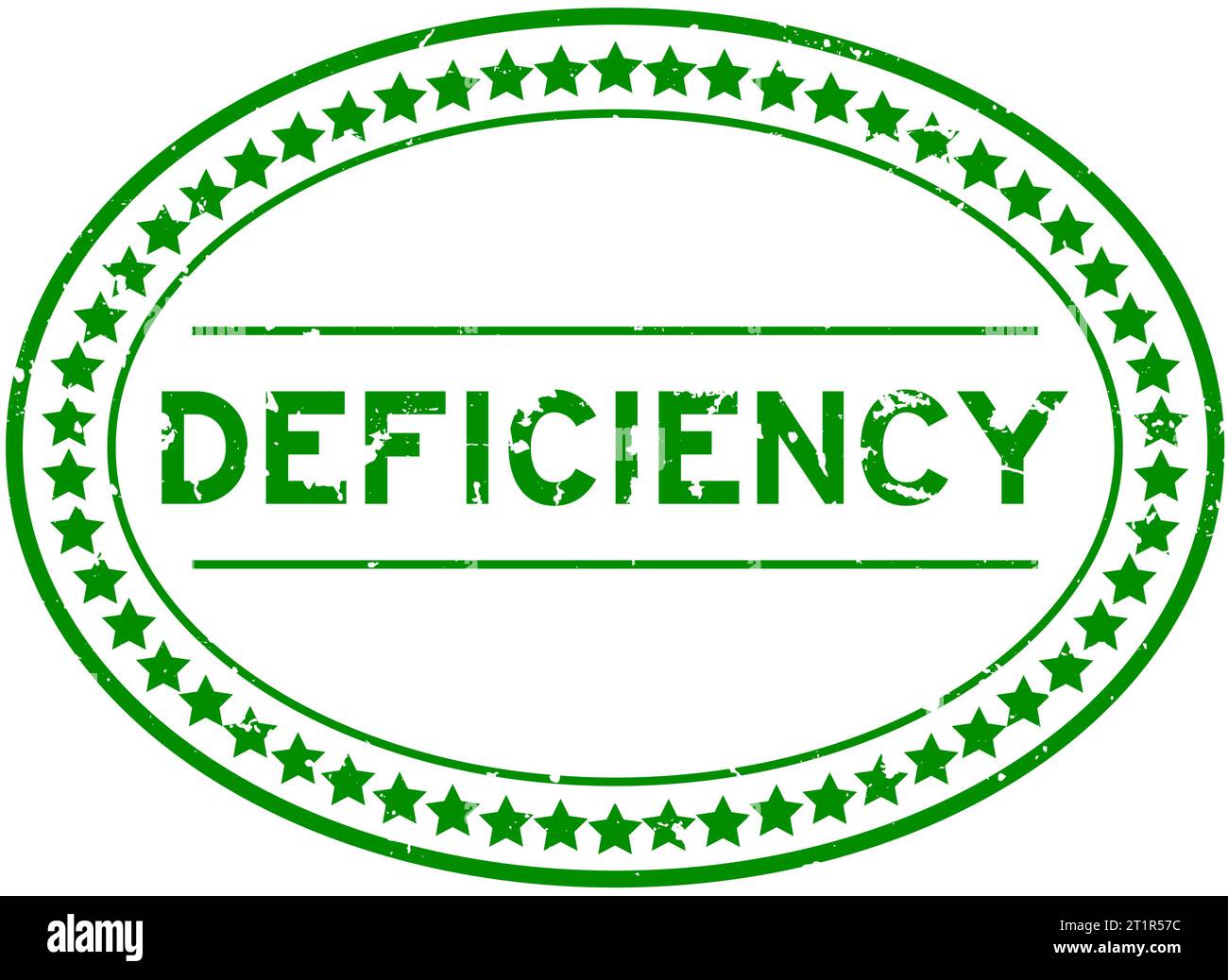 Grunge vert déficit mot ovale timbre de joint en caoutchouc sur fond blanc Illustration de Vecteur