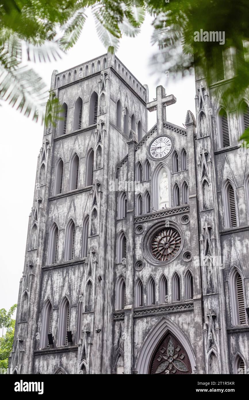 St. Extérieur de la cathédrale de Joseph, vieux quartier, Hanoi, Vietnam Banque D'Images