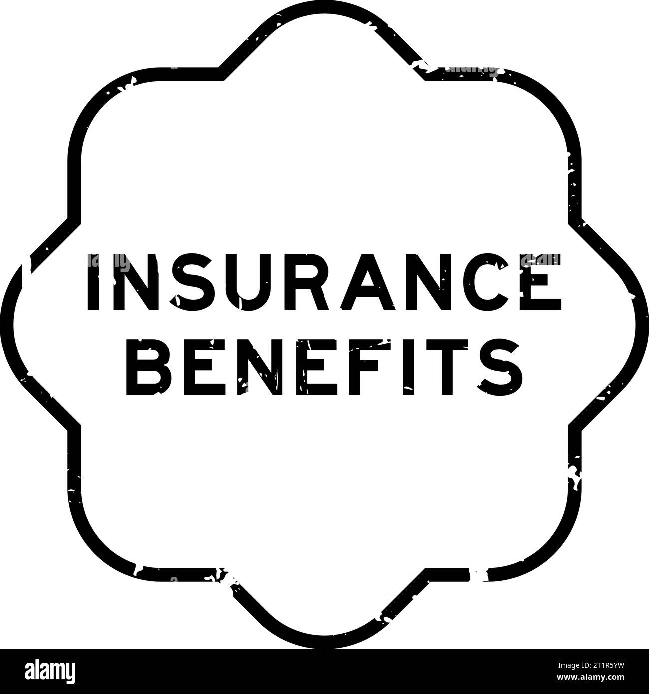 Grunge noir assurance avantages mot caoutchouc timbre sur fond blanc Illustration de Vecteur