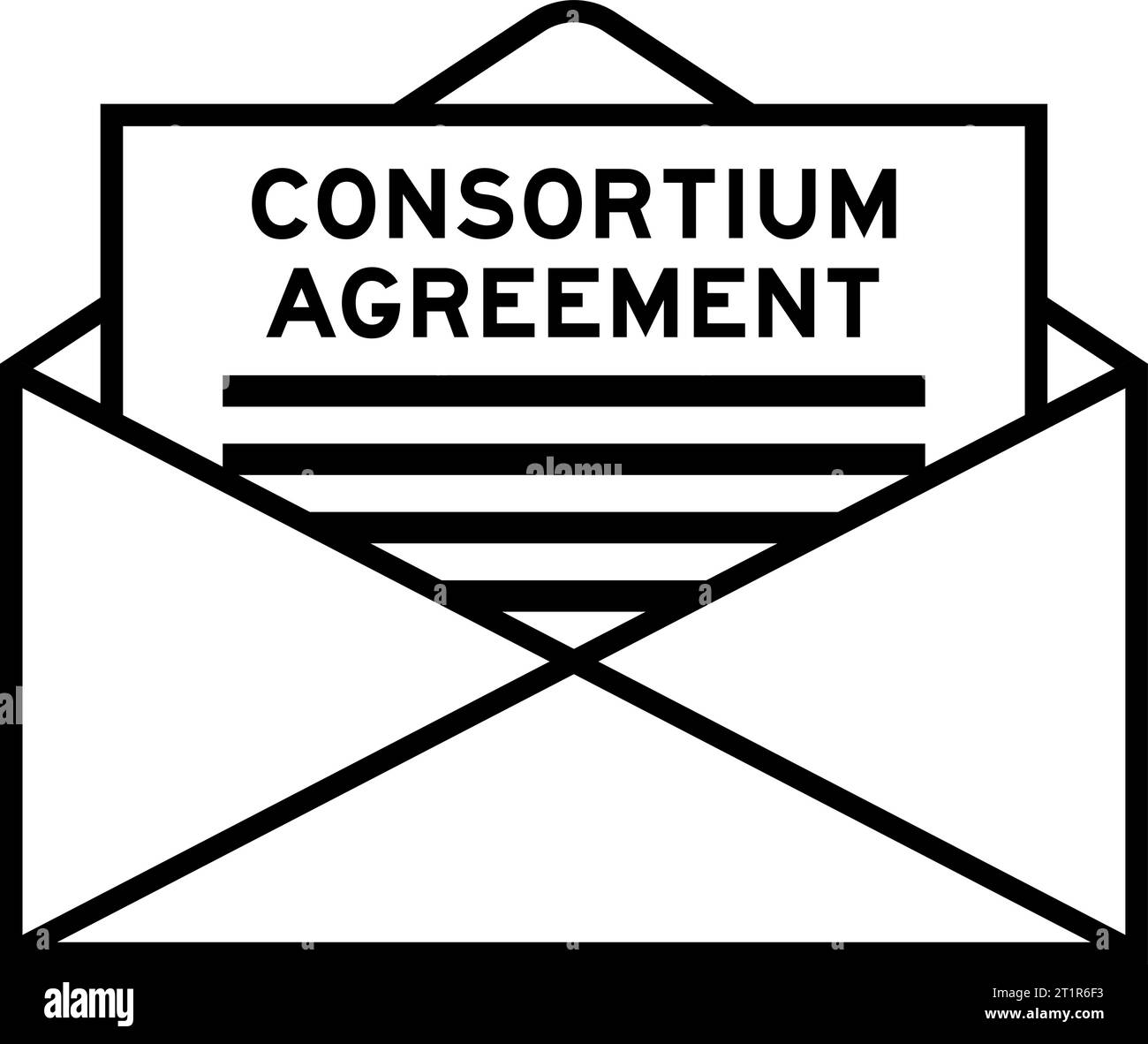 Enveloppe et lettre signées avec le mot accord de consortium comme titre Illustration de Vecteur