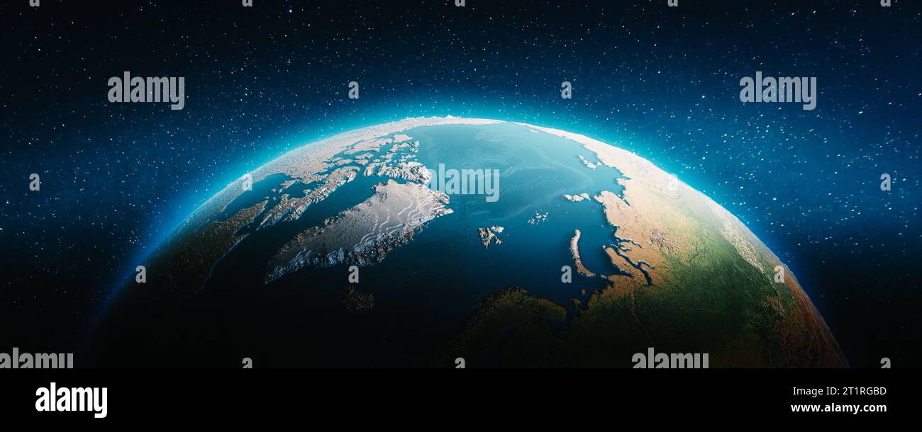 Planète Terre - carte arctique. Éléments de cette image fournis par la NASA. rendu 3d. Banque D'Images