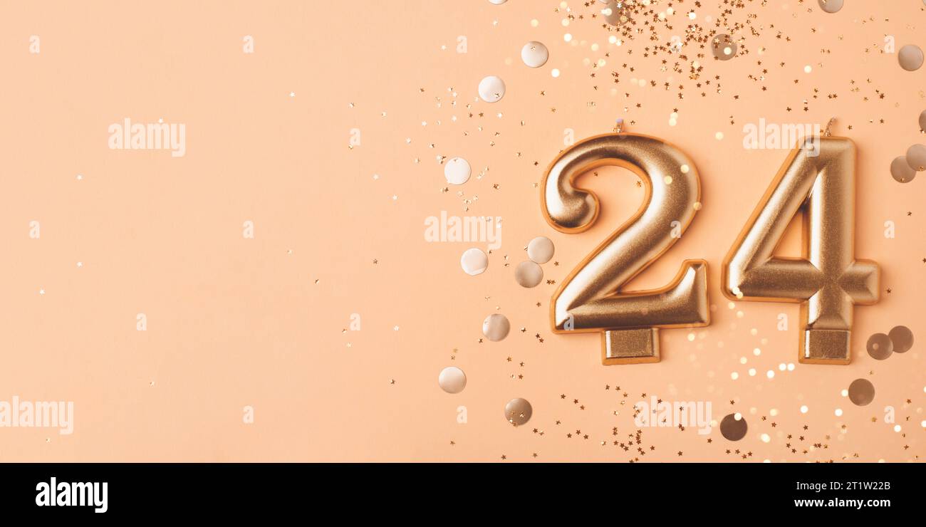 célébration de 24 ans. Bannière de bienvenue. Banque D'Images