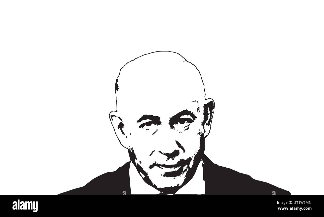 Image en noir et blanc de Netanyahu Illustration de Vecteur
