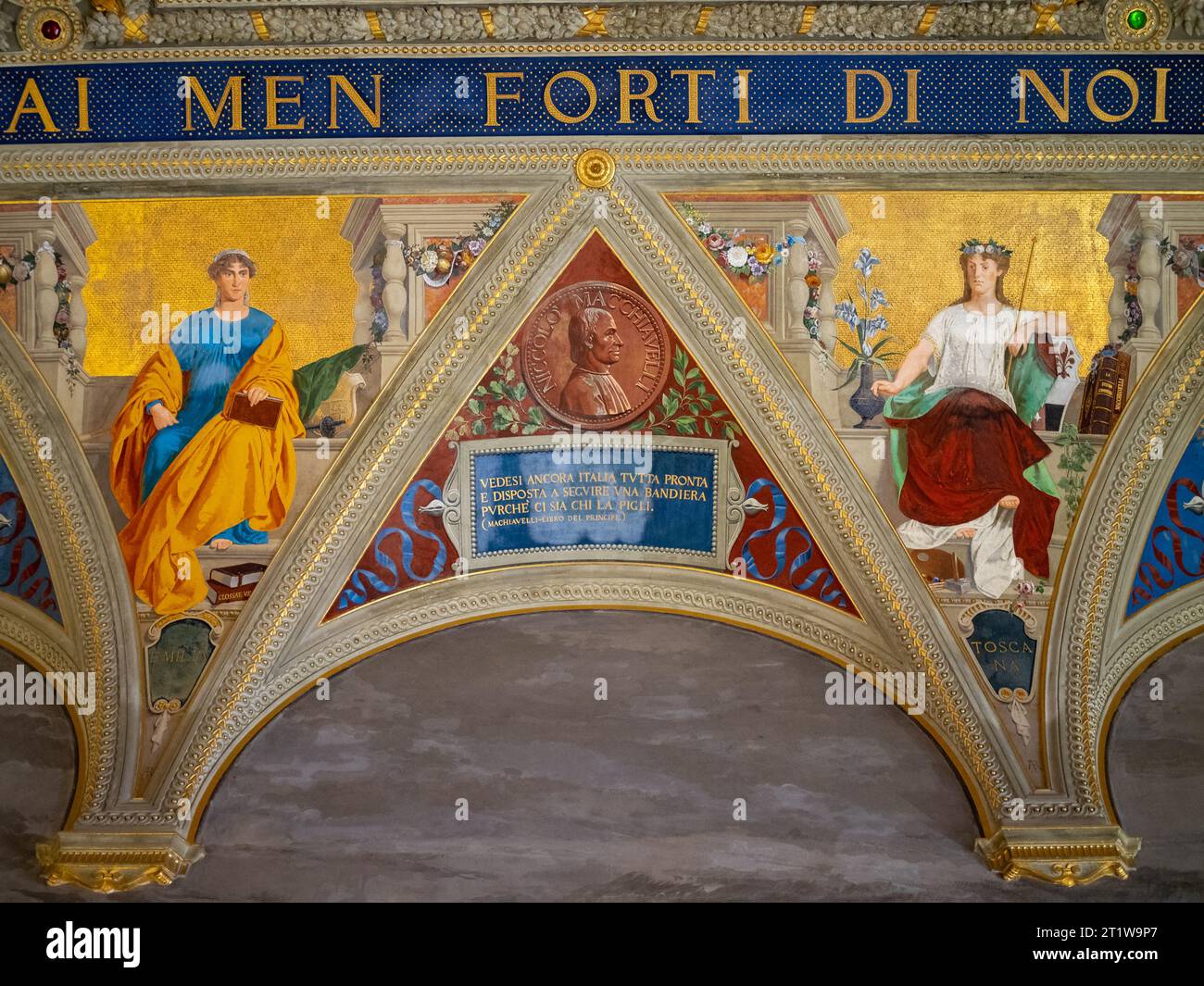 Détail de la fresque de la salle du Risorgimento, Palazzo Pubblico, Sienne Banque D'Images