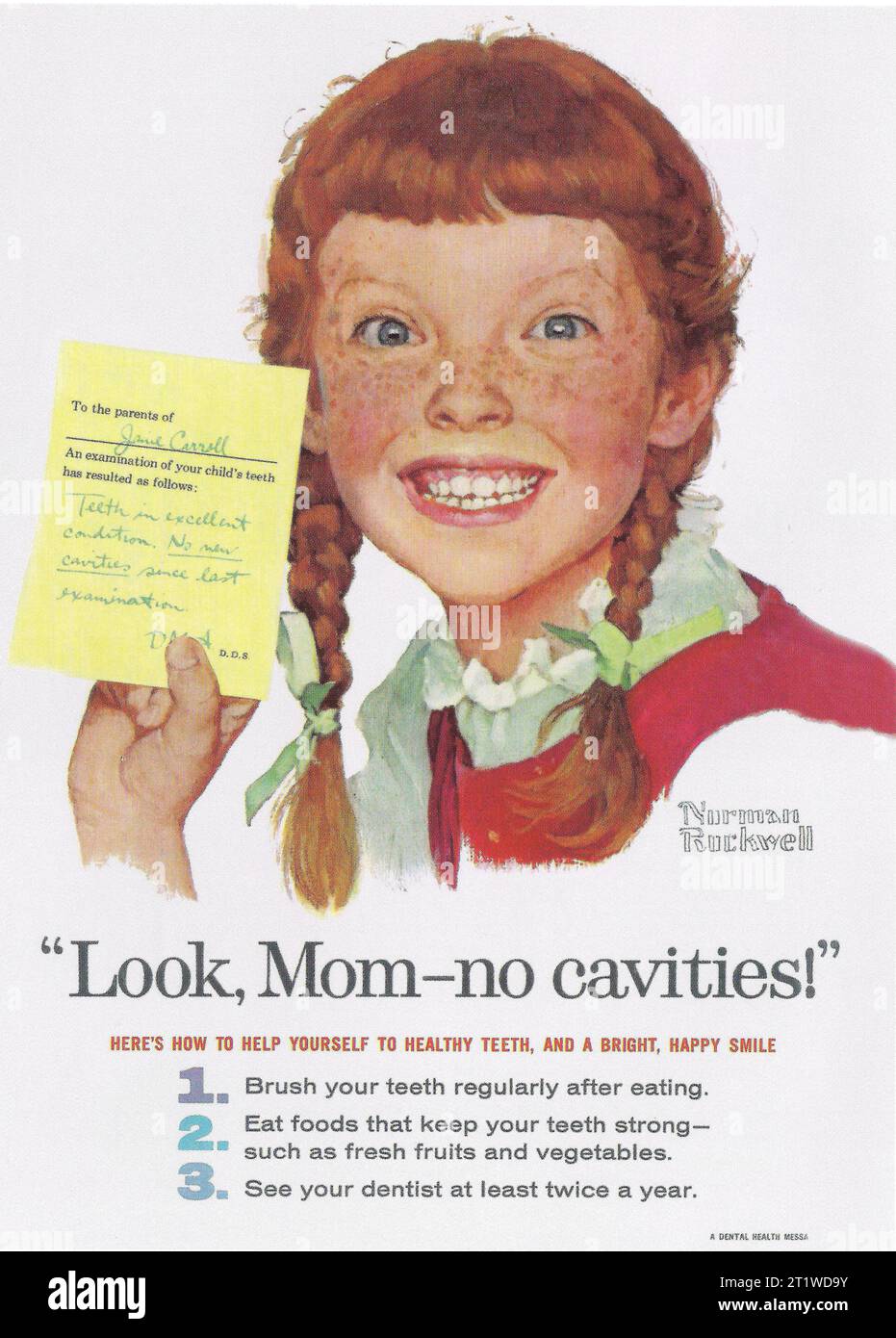 1958 CREST DENTIFRICE SANS CARIES AD. Œuvre de Norman Rockwell Banque D'Images