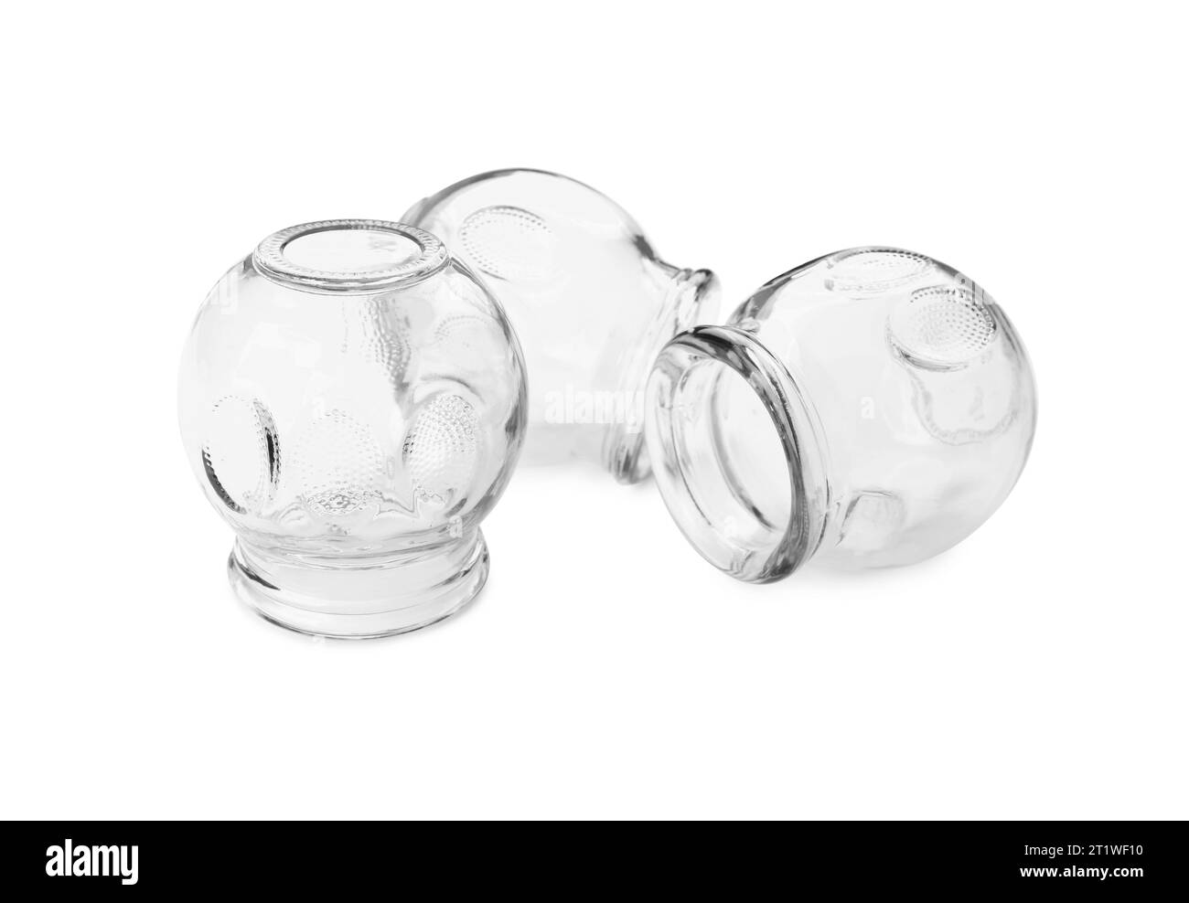 Gobelets en verre isolés sur blanc. La thérapie par ventouse Banque D'Images