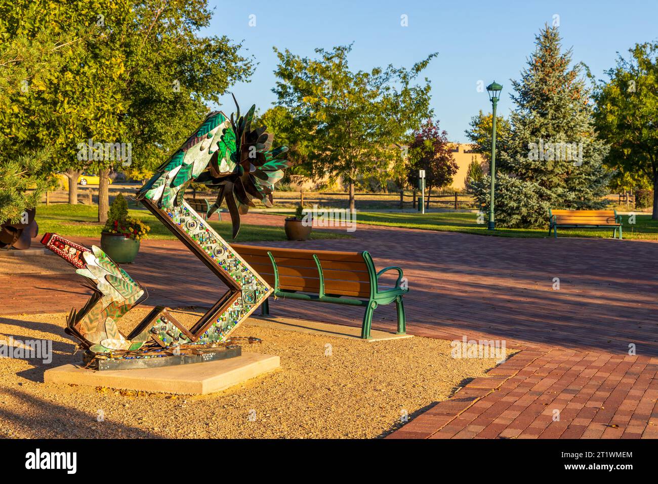 Santa Fe, Nouveau-Mexique - 6 octobre 2023 : magnifique parc du village d'Oshara à Santa Fe, Nouveau-Mexique Banque D'Images