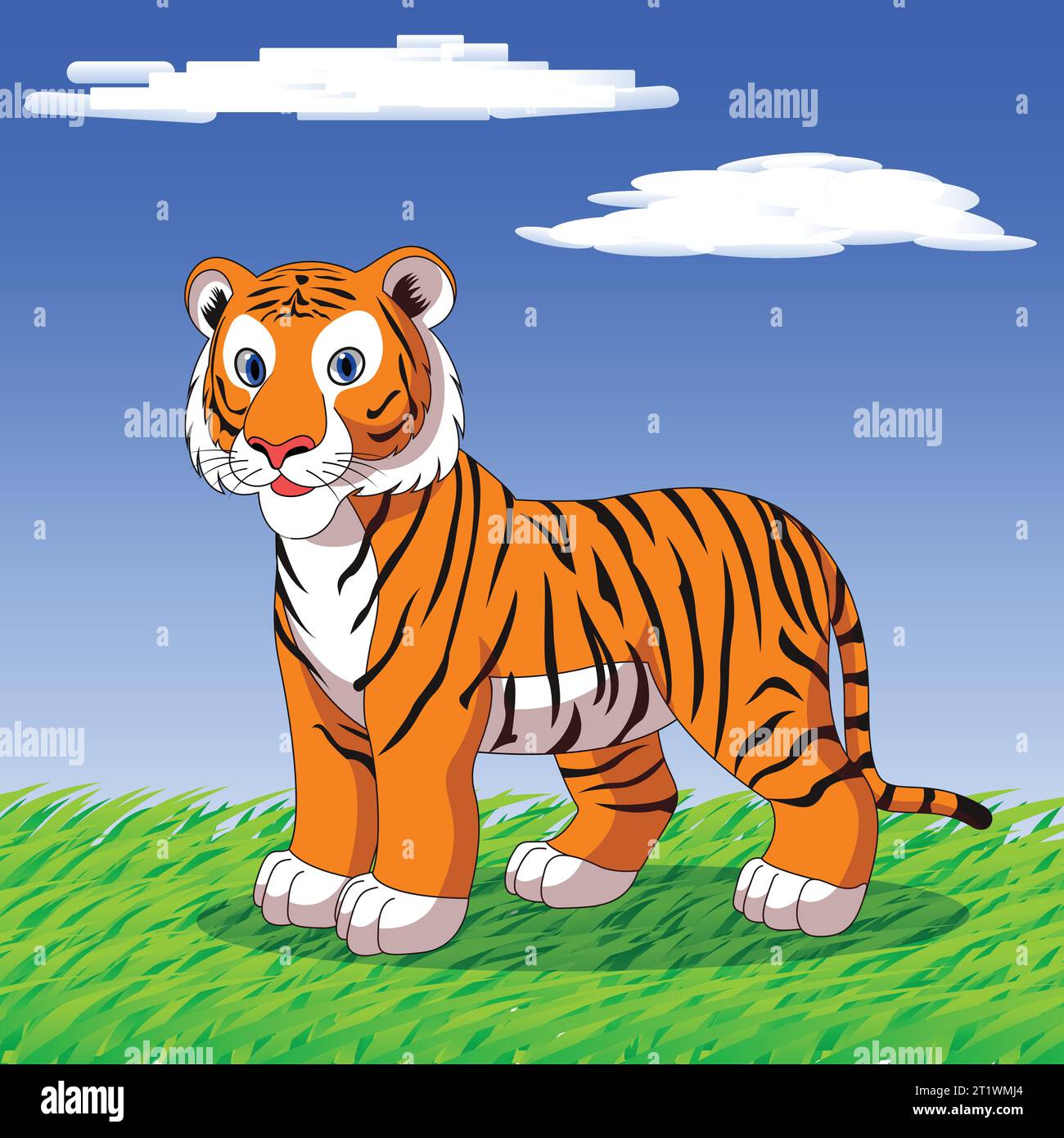 dessin animé de vecteur de tigre, animal sauvage, tigre pour livre d'enfants, tigre de dessin animé, illustration de tigre, dessin animé de tigre vecteur, jungle, sauvage Illustration de Vecteur