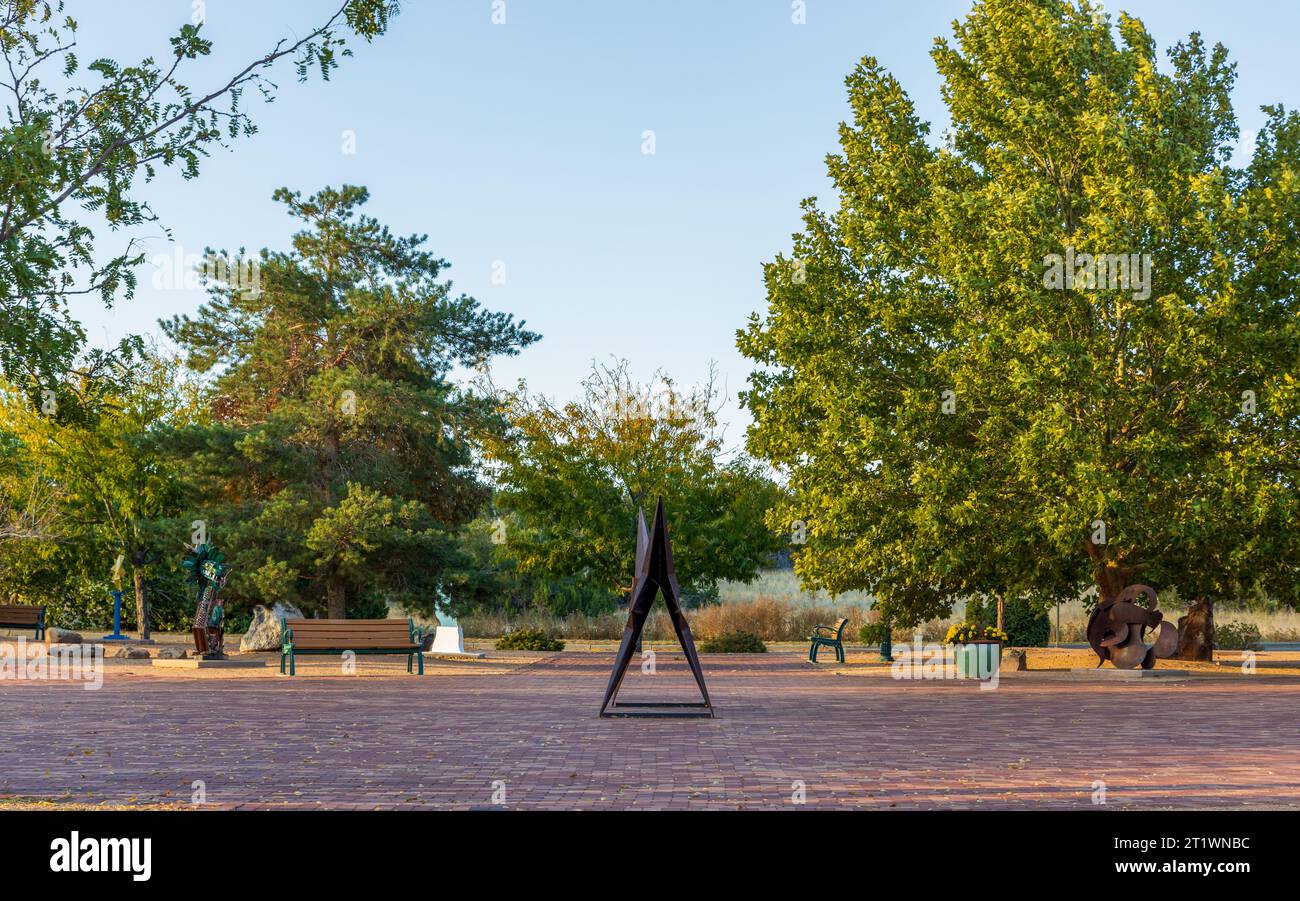 Santa Fe, Nouveau-Mexique - 6 octobre 2023 : magnifique parc du village d'Oshara à Santa Fe, Nouveau-Mexique Banque D'Images