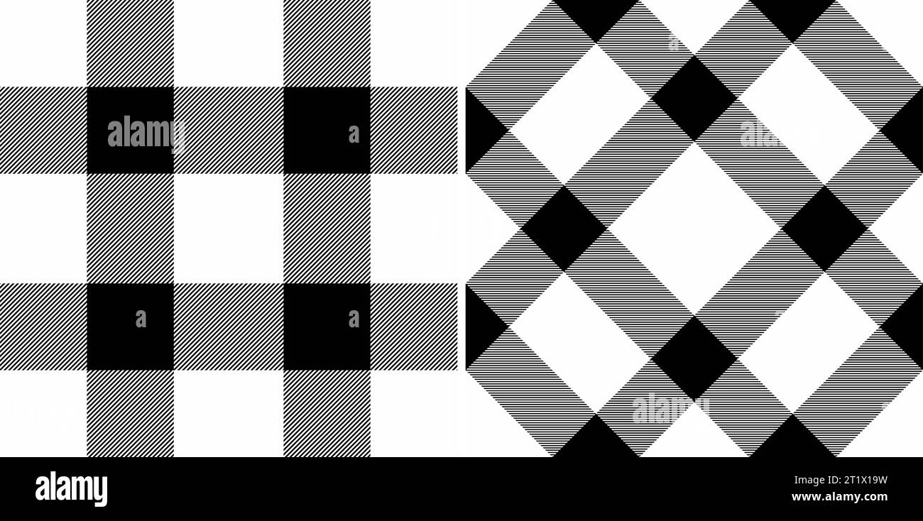 Vérifiez le plaid sans couture du vecteur tartan de tissu avec un fond textile de texture de motif défini dans des couleurs monochromes. Illustration de Vecteur