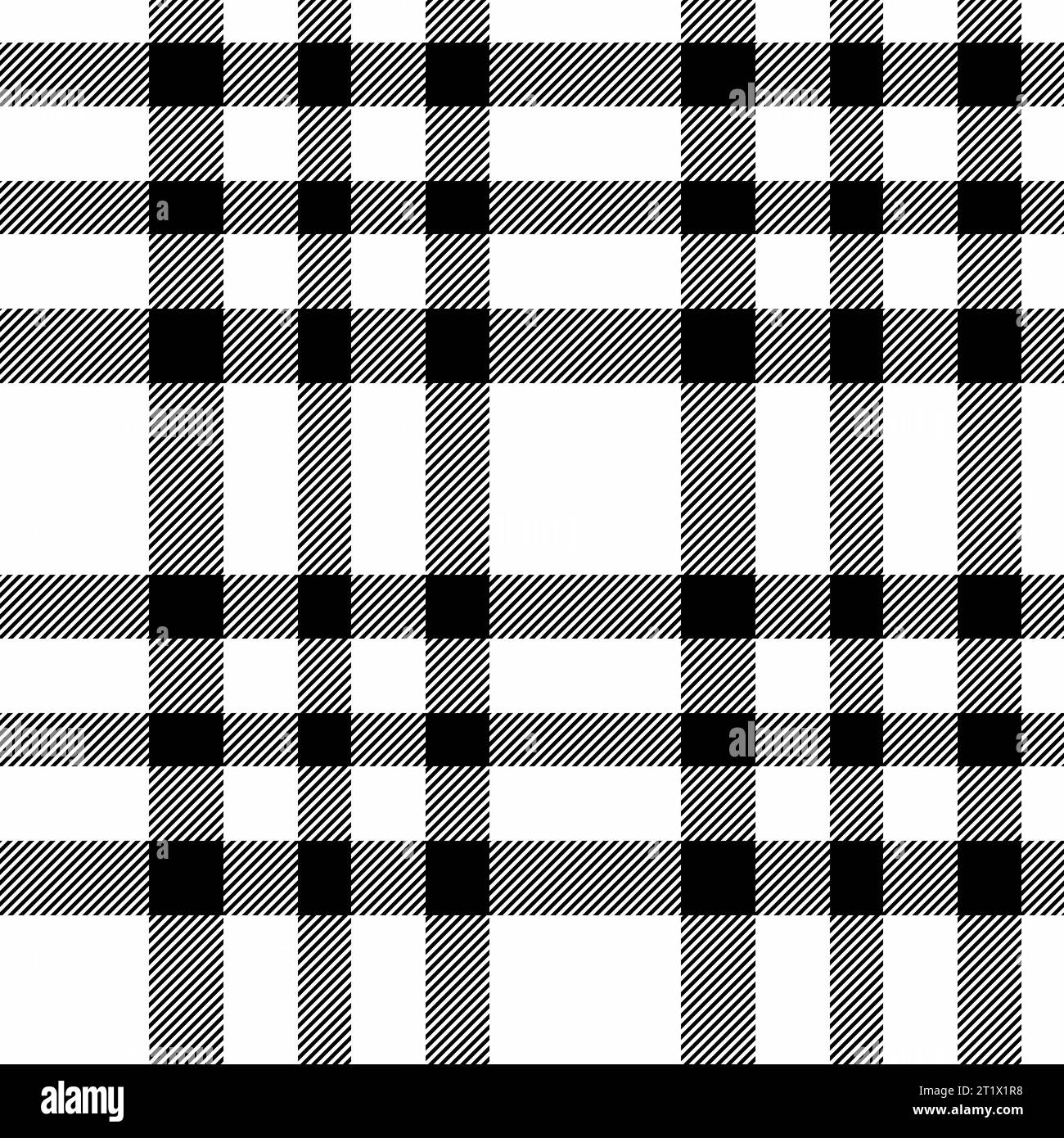 Tartan de fond textile de contrôle de texture de tissu avec un motif vectoriel à carreaux sans couture dans des couleurs blanches et noires. Illustration de Vecteur