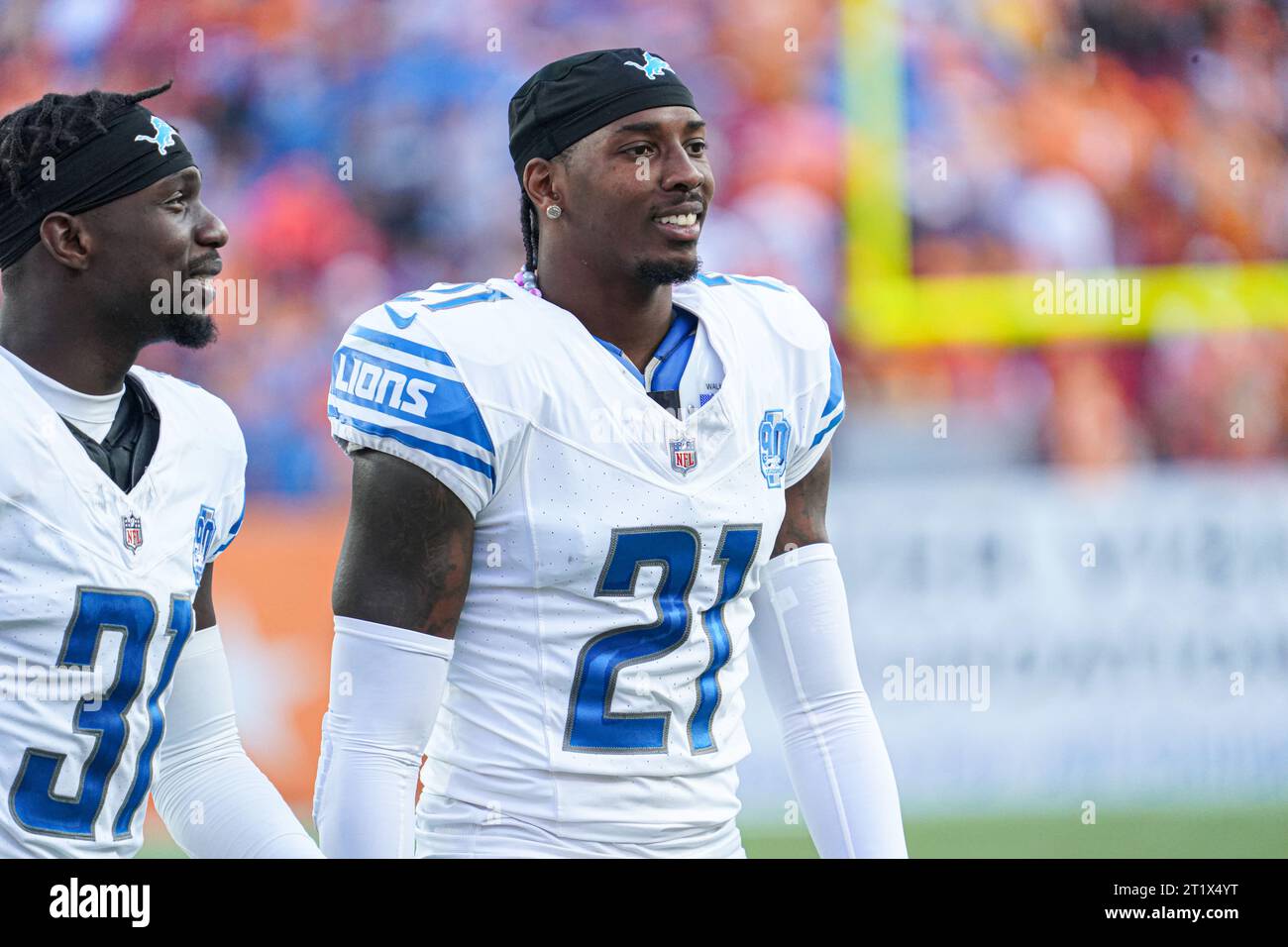 Tampa Bay, Floride, États-Unis, 15 octobre 2023, les joueuses des Lions de Détroit Kerby Joseph #31 et Tracy Walker #21 au Raymond James Stadium. (Crédit photo : Marty Jean-Louis/Alamy Live News Banque D'Images