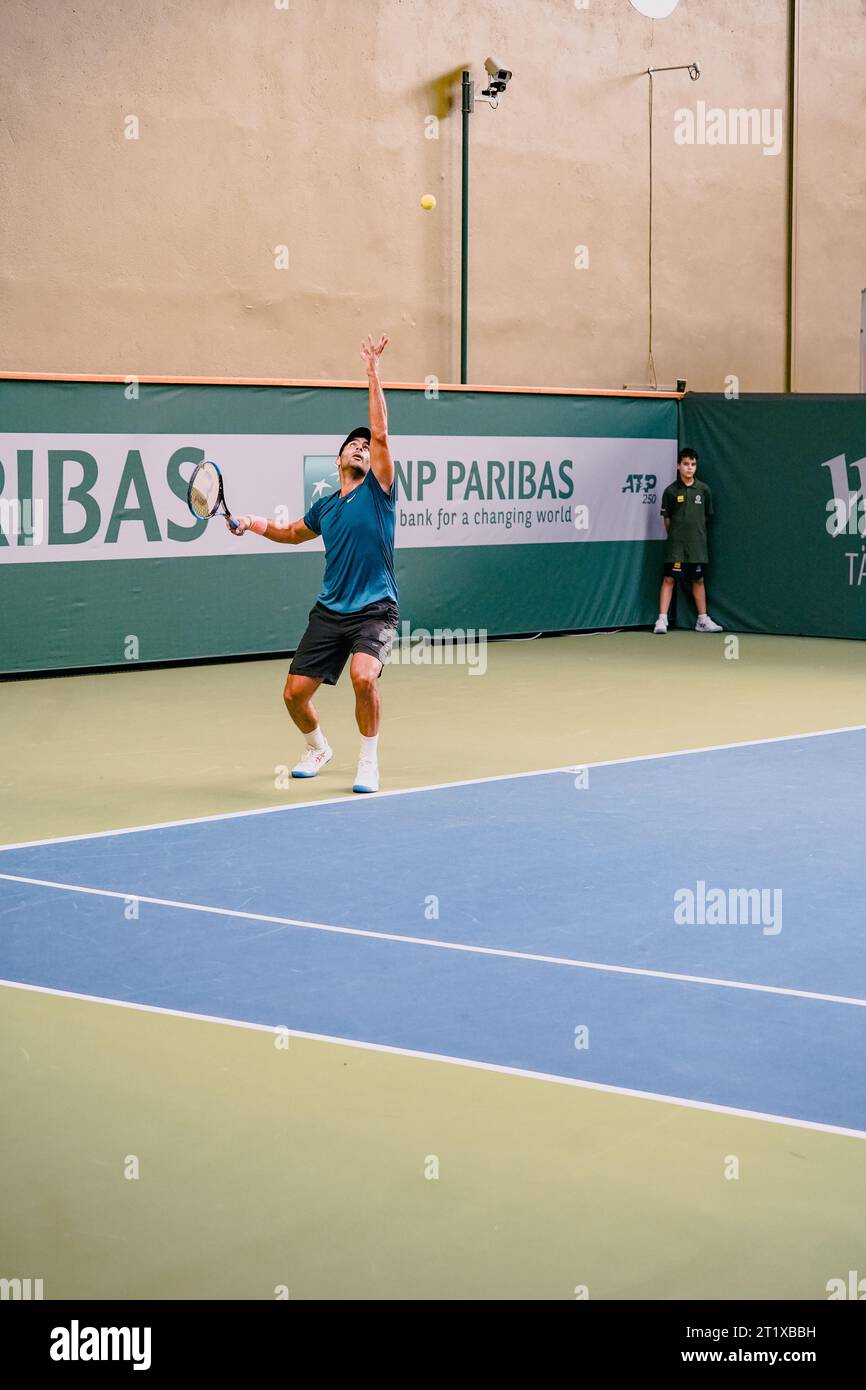 Stockholm, Suède. 15 octobre 2023. Stockholm, Kungliga tennishallen, Radu Albot contre Benjamin Hassan. Benjamin Hassan remporte Benjamin Hassan crédit : Daniel Bengtsson/Alamy Live News Banque D'Images