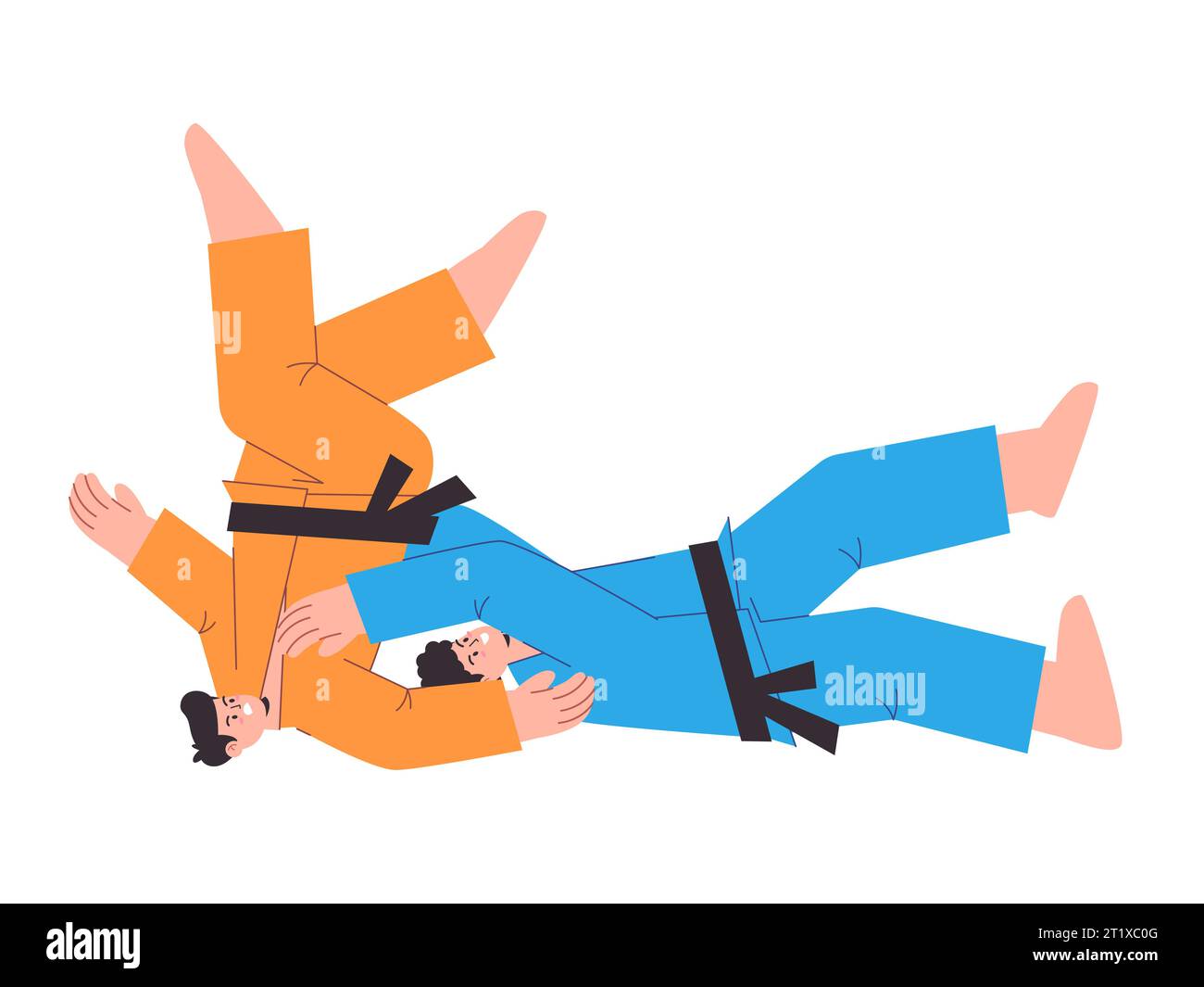 art martial jiu jitsu karaté aikido taekwondo illustration de combat claquant la position de lutte action illustration plate Illustration de Vecteur