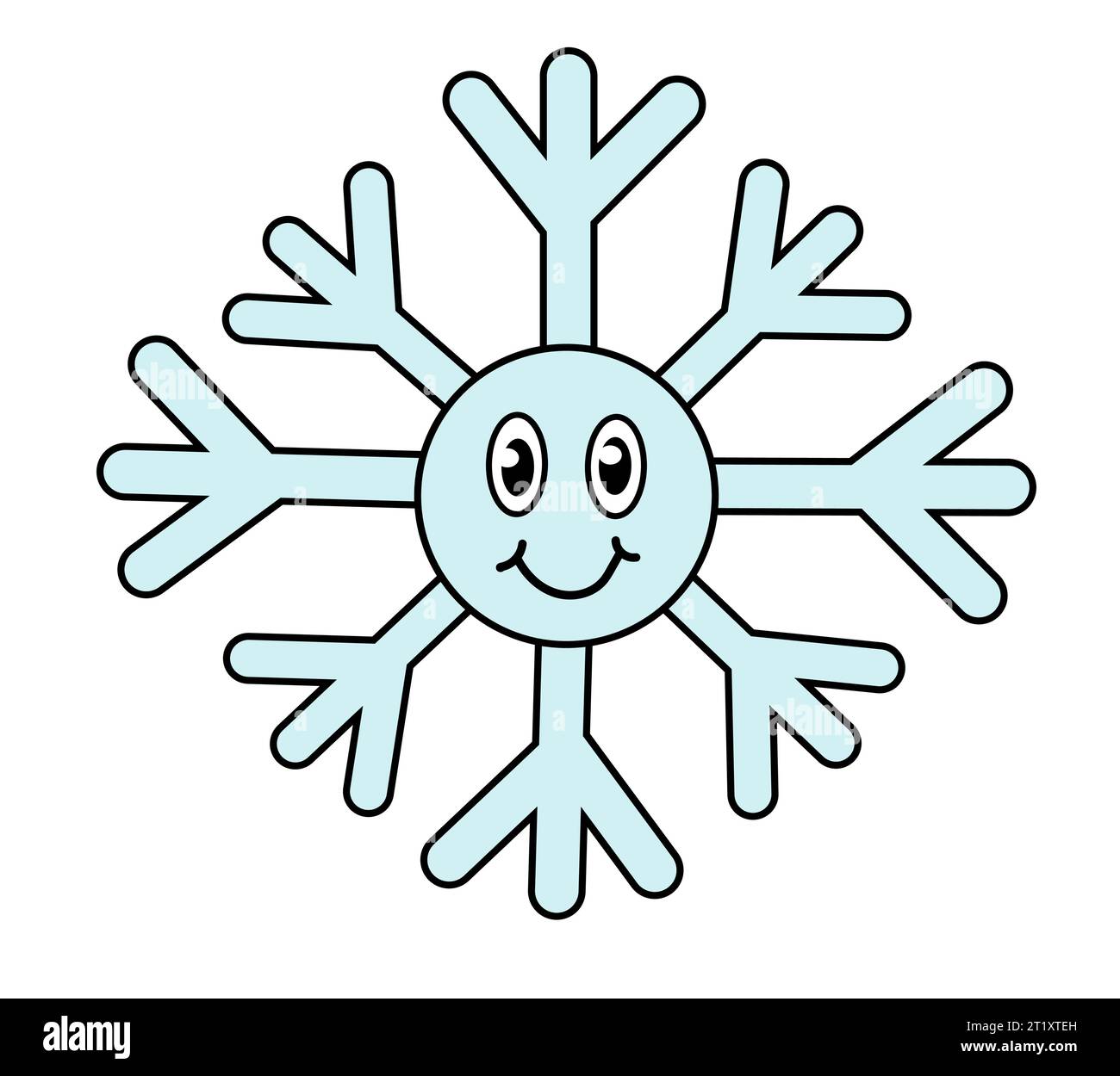 Rétro années 70 années 60 années 80 hippie Groovy Noël hiver flocon de neige. Illustration vectorielle à plat. Illustration de Vecteur