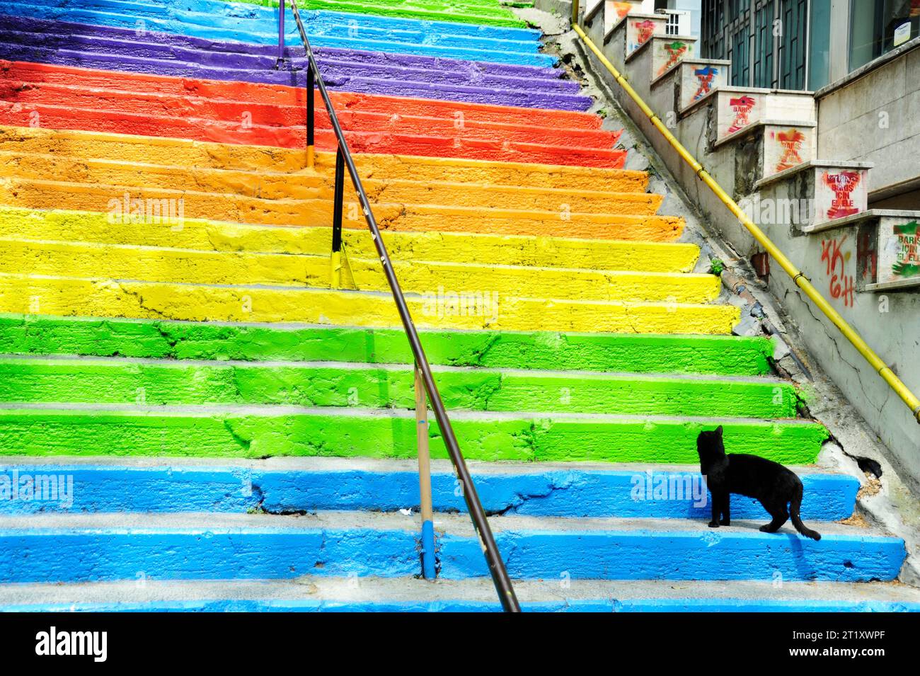 Istanbul, Türkiye. Escalier arc-en-ciel d'Istanbul Banque D'Images