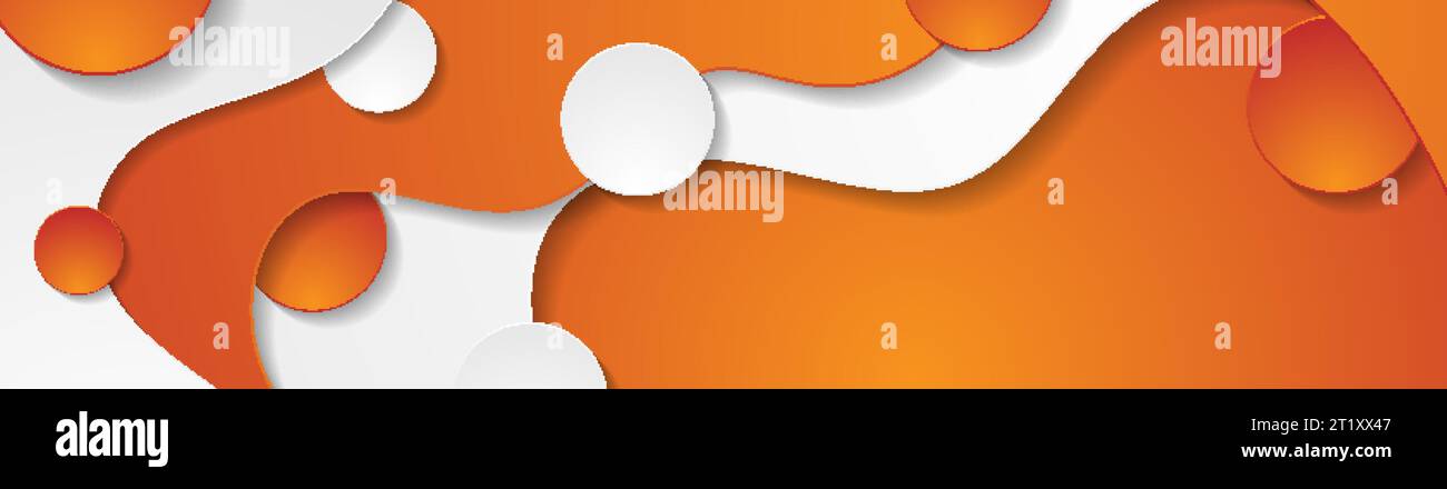 Motif ondulé orange et blanc contrasté. Fond ondulé d'entreprise abstrait avec des cercles. Conception de bannière vectorielle Illustration de Vecteur