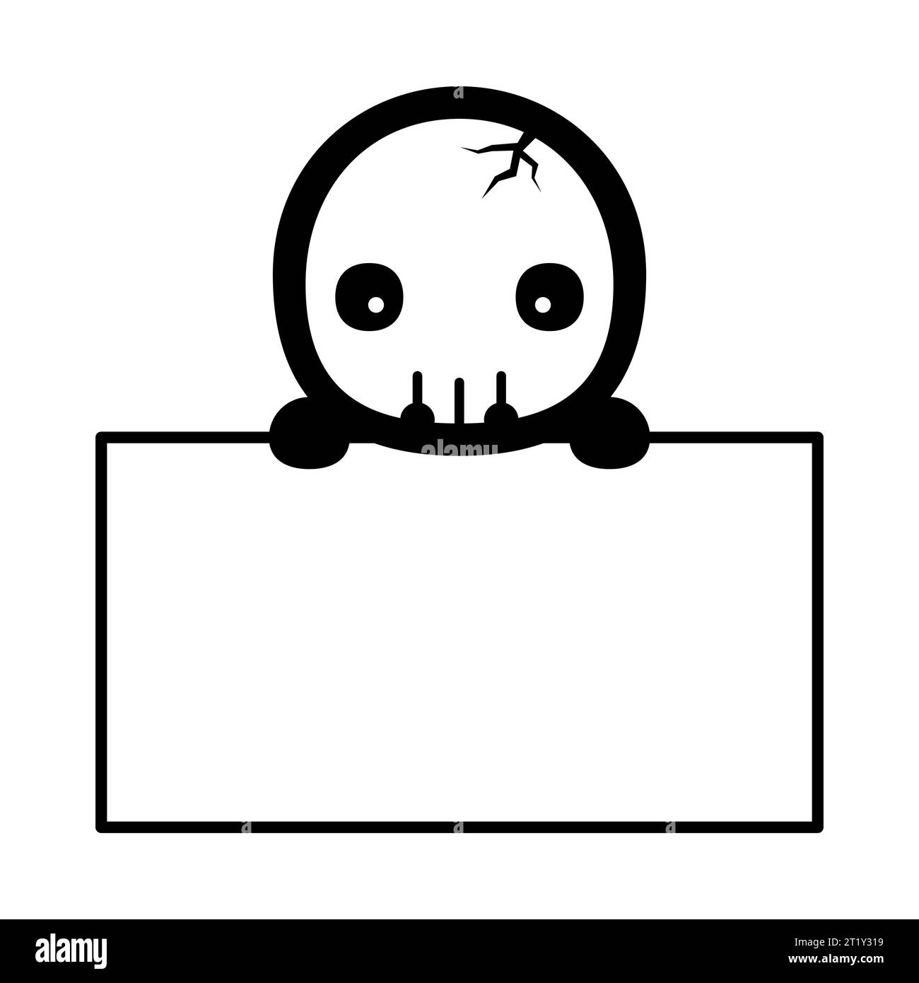 Mignon et Kawaii style Halloween Skull personnage avec White Board Illustration de Vecteur