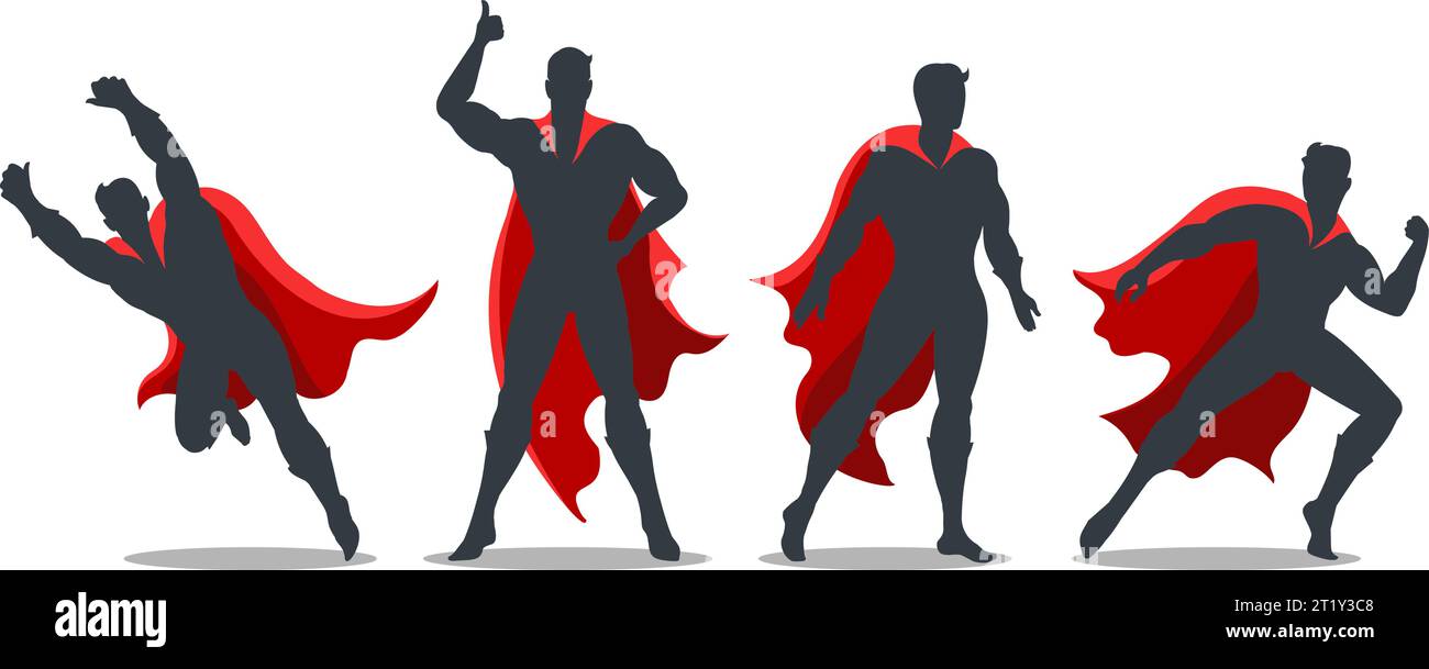 Super-héros dans différentes poses Illustration de Vecteur