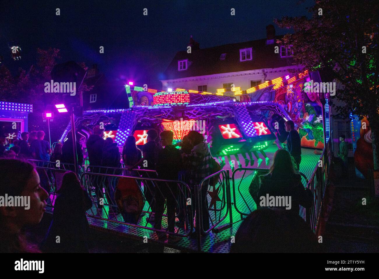 Superstar ride Alresford Fair, Hampshire, Angleterre, Royaume-Uni. Banque D'Images