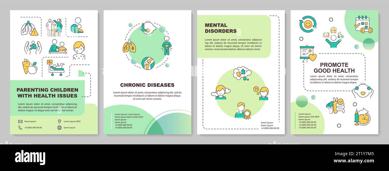 Brochure verte parenting enfants ayant des problèmes de santé Illustration de Vecteur